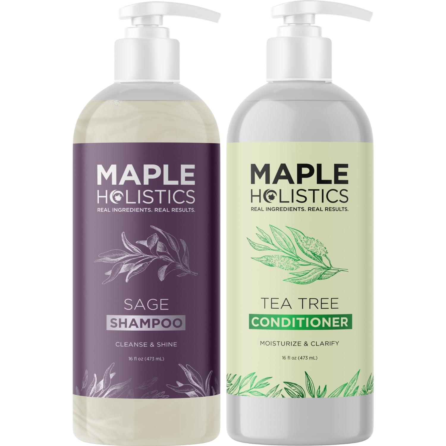 image:imageArgan Oil of Morocco Shampoo and Conditioner Sulfate Free Shampoo and Conditioner Set for Color Treated Hair Volumizing Shampoo and Conditioner for Men and Women for Curly Frizzy Dry Damaged HairTea Tree Sage