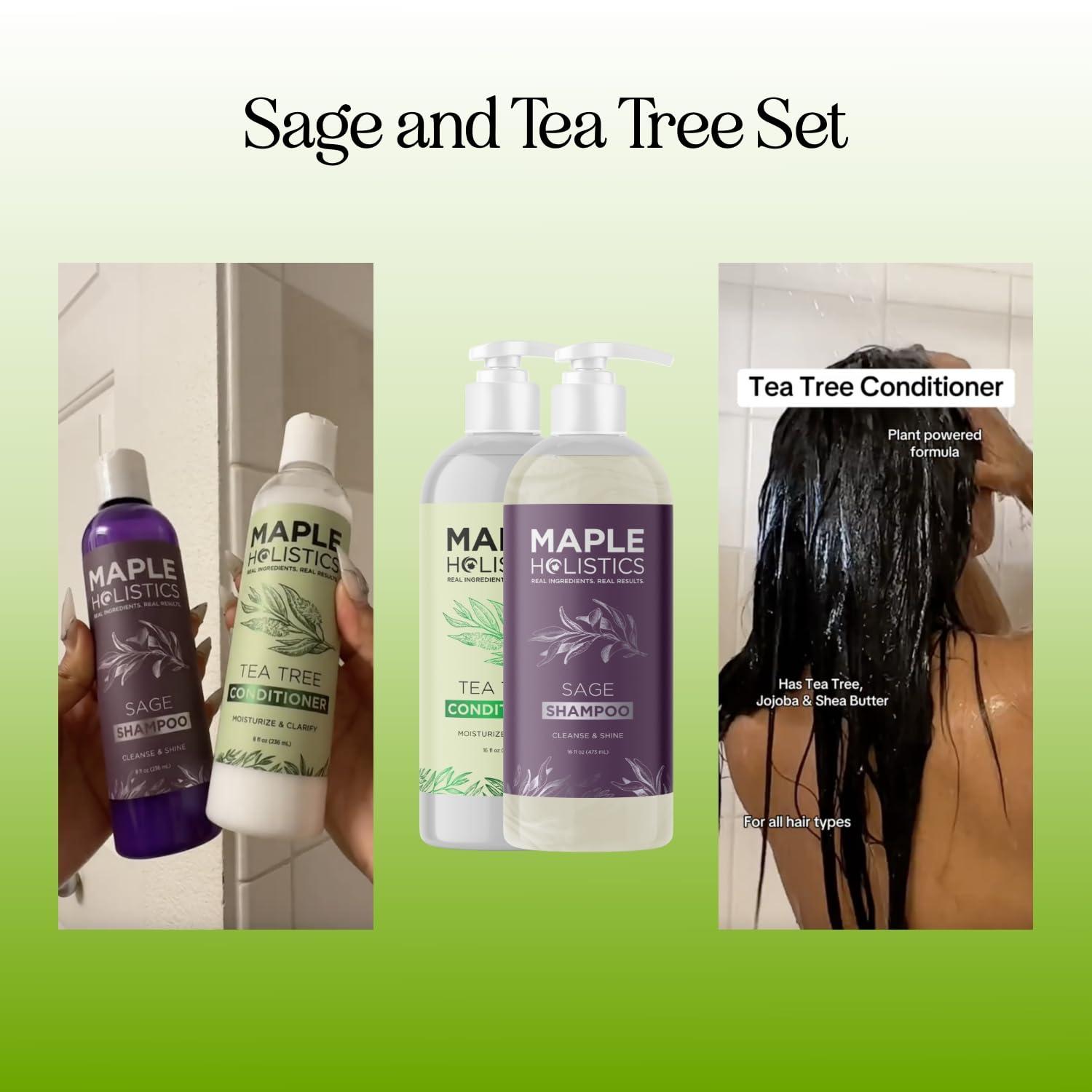 image:imageArgan Oil of Morocco Shampoo and Conditioner Sulfate Free Shampoo and Conditioner Set for Color Treated Hair Volumizing Shampoo and Conditioner for Men and Women for Curly Frizzy Dry Damaged HairTea Tree Sage