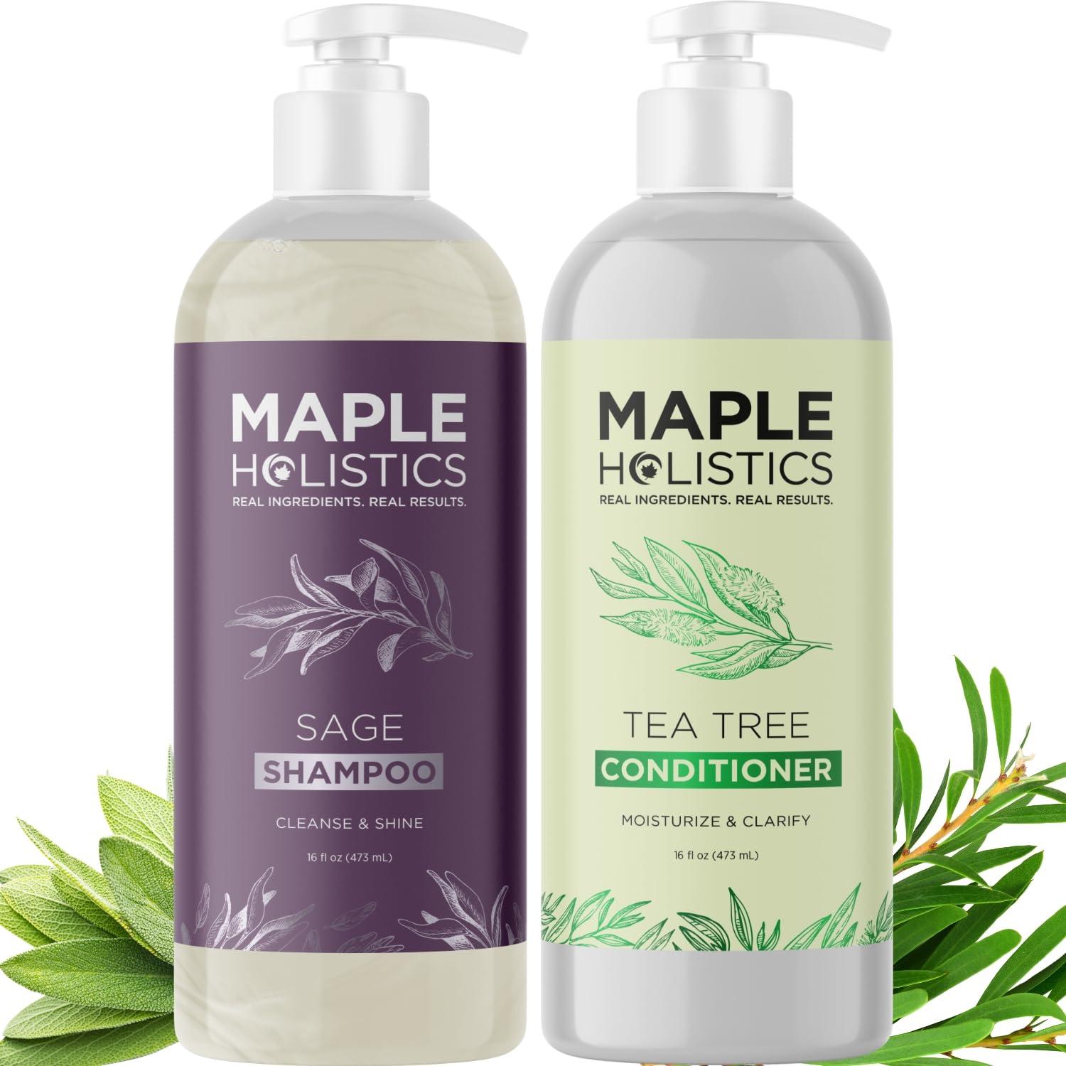 image:imageArgan Oil of Morocco Shampoo and Conditioner Sulfate Free Shampoo and Conditioner Set for Color Treated Hair Volumizing Shampoo and Conditioner for Men and Women for Curly Frizzy Dry Damaged HairTea Tree Sage