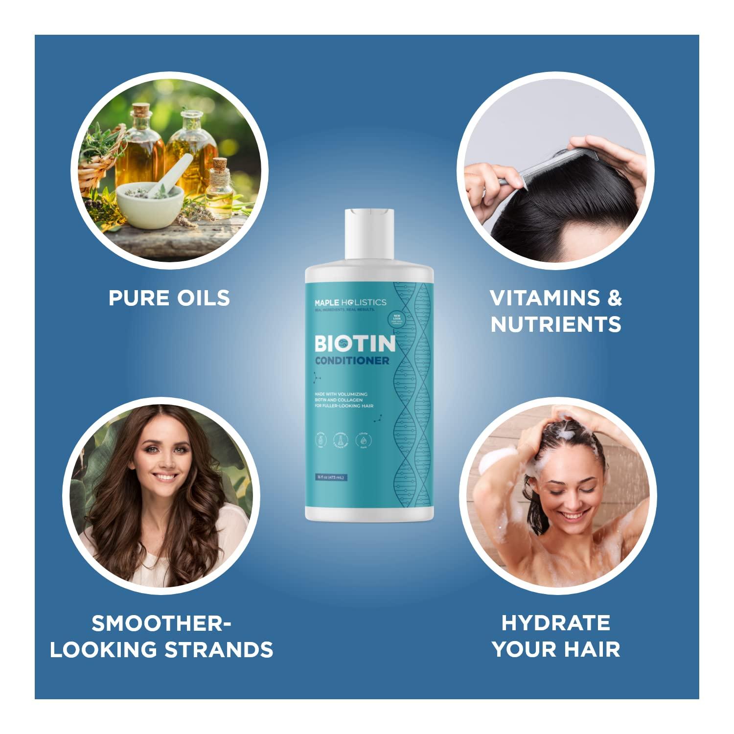 image:imageBiotin Conditioner and Hair Vitamin Set Sulfate Free Volumizing Conditioner for Thinning Hair Plus 10000 mcg Biotin Vitamins for Hair Growth Biotin Pills for Hair Loss Plus Hair Conditioner