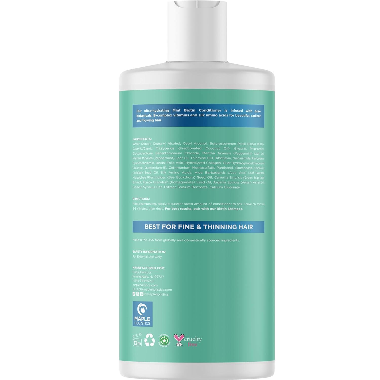 image:imageBiotin Conditioner for Thinning Hair Volumizing Conditioner for Fine Thin amp Weak Hair Sulfate Paraben amp Silicone Free with Nourishing Plant Proteins Argan Oil Green Tea amp B Vitamins 16 Fl OzBiotin Mint