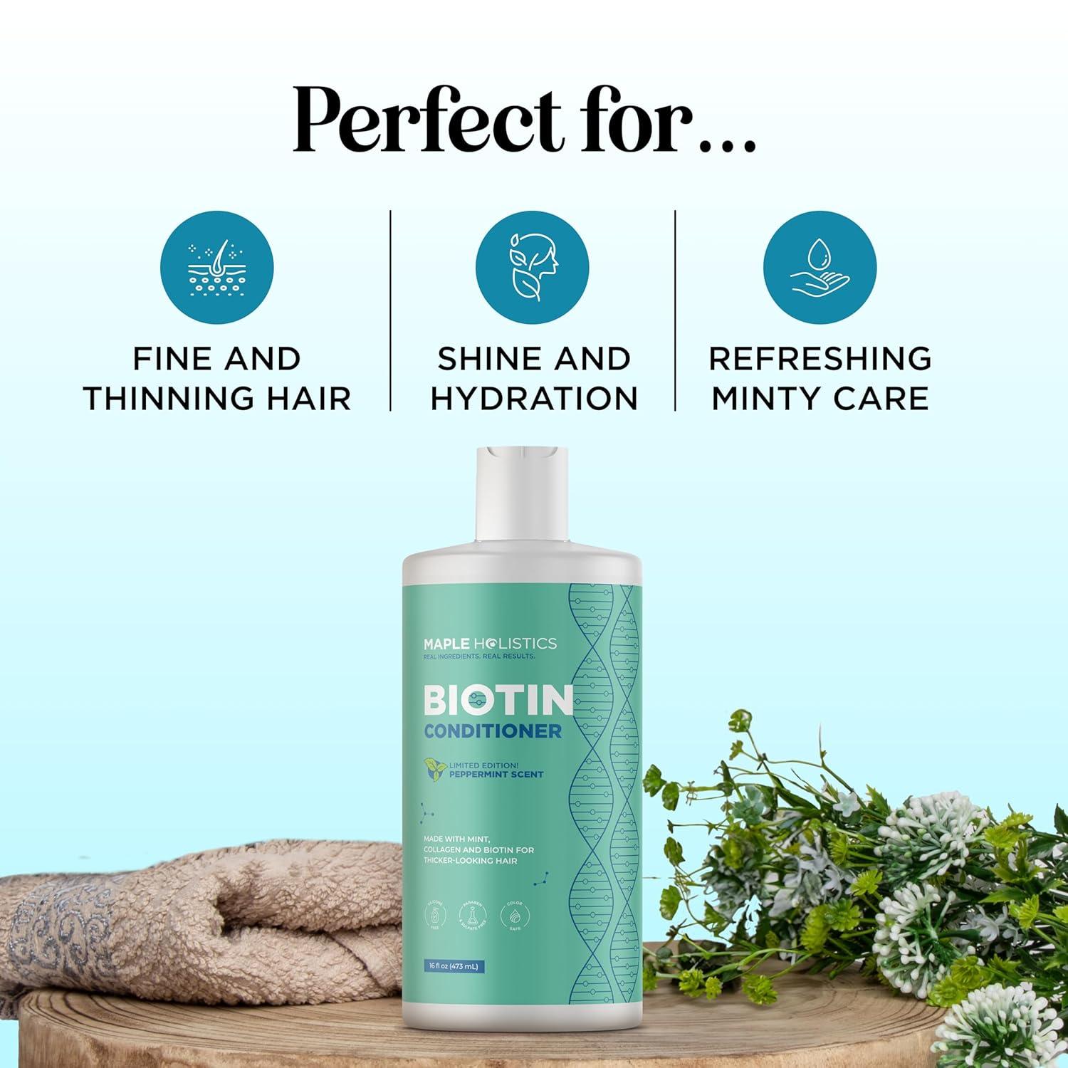 image:imageBiotin Conditioner for Thinning Hair Volumizing Conditioner for Fine Thin amp Weak Hair Sulfate Paraben amp Silicone Free with Nourishing Plant Proteins Argan Oil Green Tea amp B Vitamins 16 Fl OzBiotin Mint
