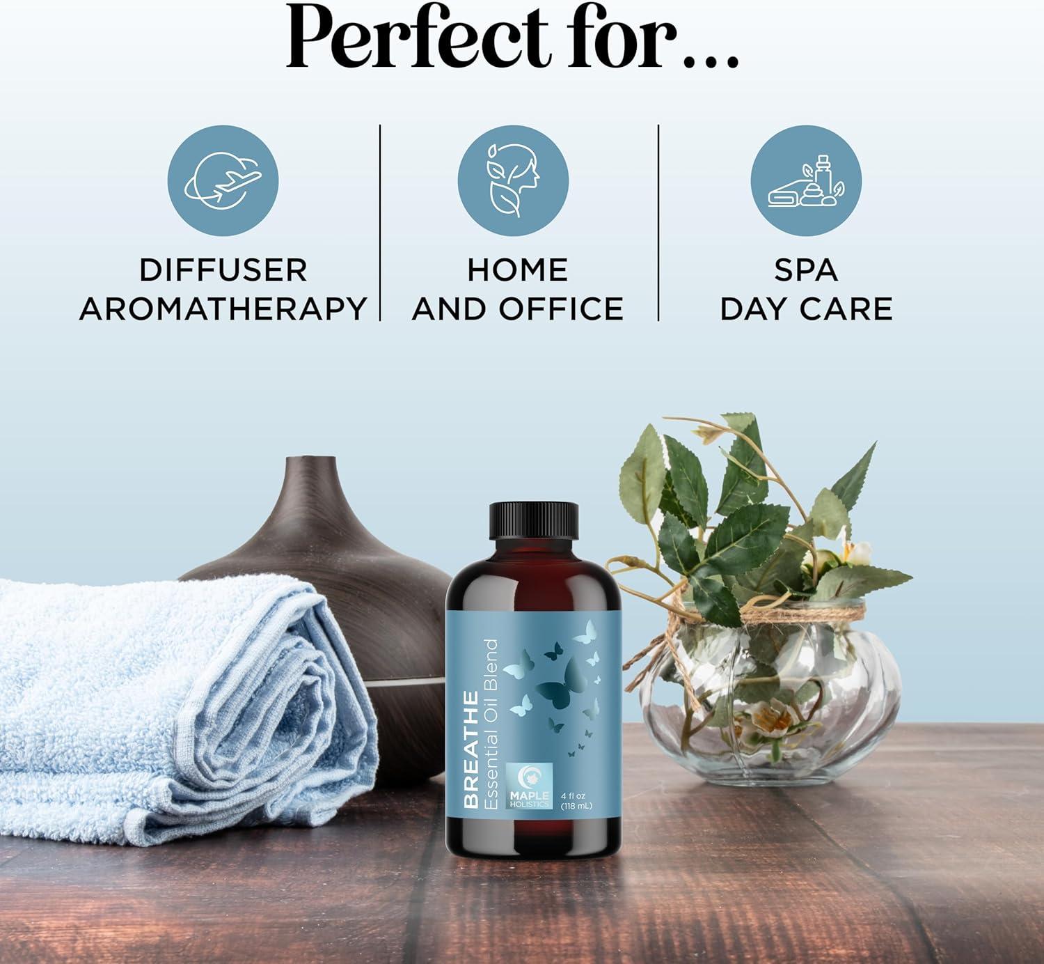 image:imageBreathe Essential Oil for Diffuser Invigorating and Refreshing Breathe Essential Oil Blend with Eucalyptus Peppermint Tea Tree and Mint for Diffusers for Home and Shower Aromatherapy 1 Fl OzBreathe