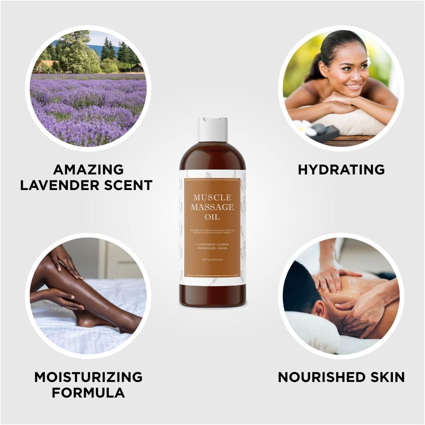 image:imageCalming Massage Oil for Massage Therapy Home Spa Full Body Massage Oil for Sore Muscles for Pro or Home Use with Moisturizing Sweet Almond Oil and Lavender Essential Oil Non Greasy or StainingHerbal Citrus