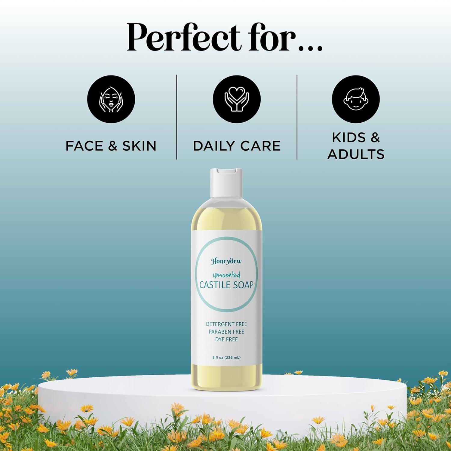 image:imageCastile Soap Liquid Unscented Cleanser Liquid Castile Soap for Dry Sensitive Skin Care Routine and All Purpose Cleaner with Hydrating Glycerin for Hair and Skin Hair Face and Body Soap LiquidNatural