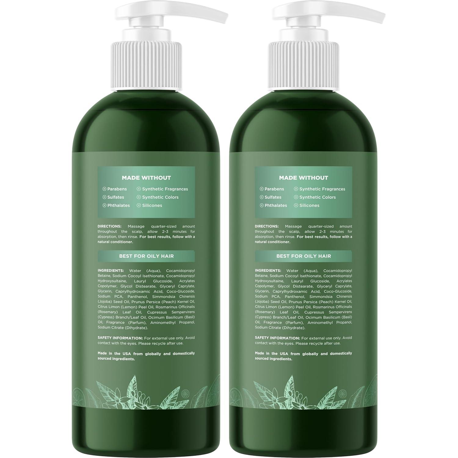image:imageClarifying Shampoo for Oily Hair and Scalp Deep Cleansing Shampoo Build Up Remover with Rosemary Oil Degrease Shampoo for Greasy Hair amp Scalp Vegan Color Safe Sulfate amp Paraben Free 2 PackRosemary