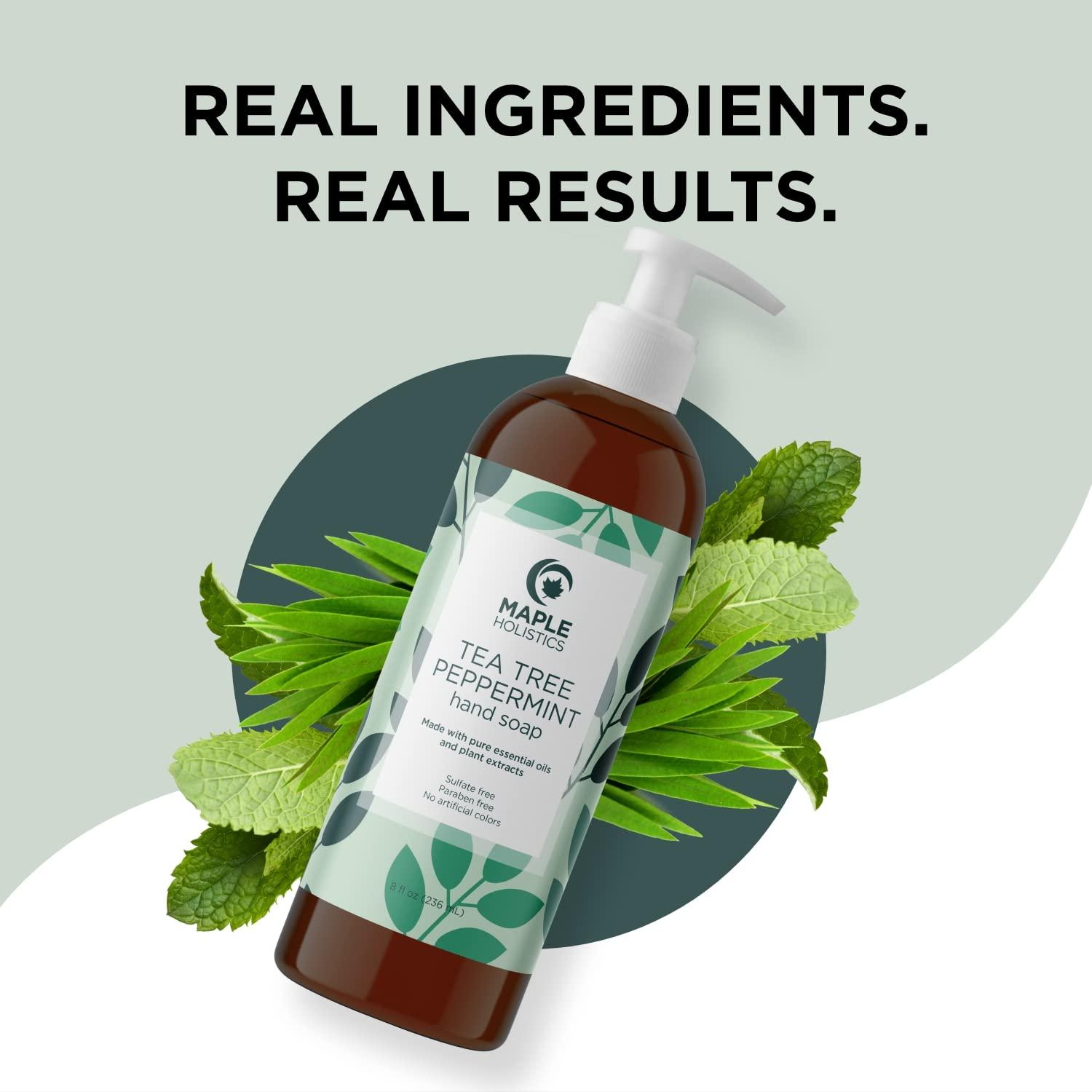 image:imageCleansing and Moisturizing Hand Soap Liquid Sulfate Free Tea Tree Oil Hand Wash Soap and Peppermint Oil Liquid Hand Soap Moisturizing Blend Luxuriously Scented Bathroom and Kitchen Hand Soap