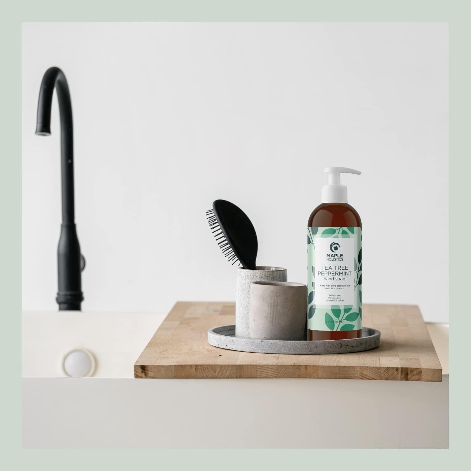 image:imageCleansing and Moisturizing Hand Soap Liquid Sulfate Free Tea Tree Oil Hand Wash Soap and Peppermint Oil Liquid Hand Soap Moisturizing Blend Luxuriously Scented Bathroom and Kitchen Hand Soap