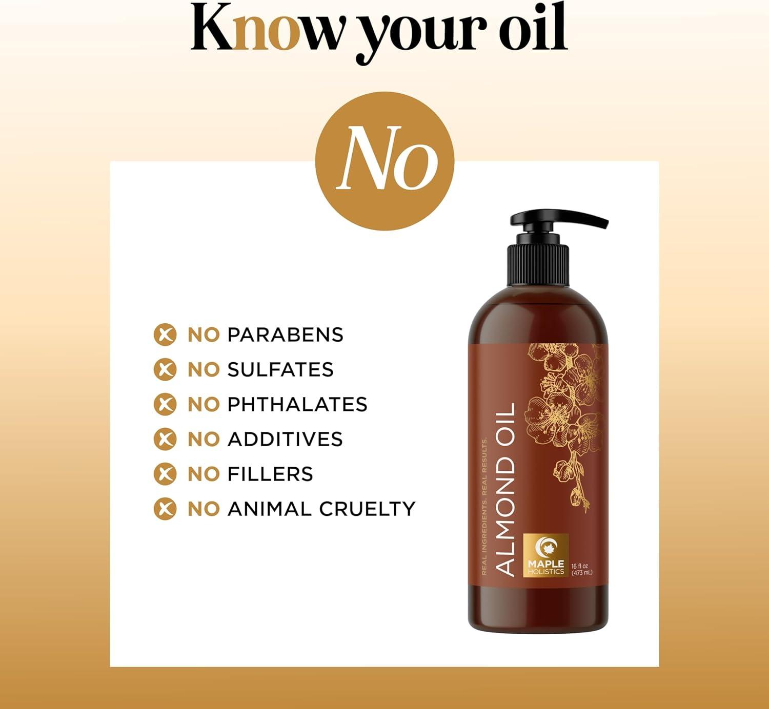 image:imageCold Pressed Sweet Almond Oil Pure Sweet Almond Oil for Skin Care and Moisturizing Body Oil for Men and Women Carrier Oil for Essential Oils Mixing for Hair Skin and Nails DIY Beauty Products 16ozAlmond