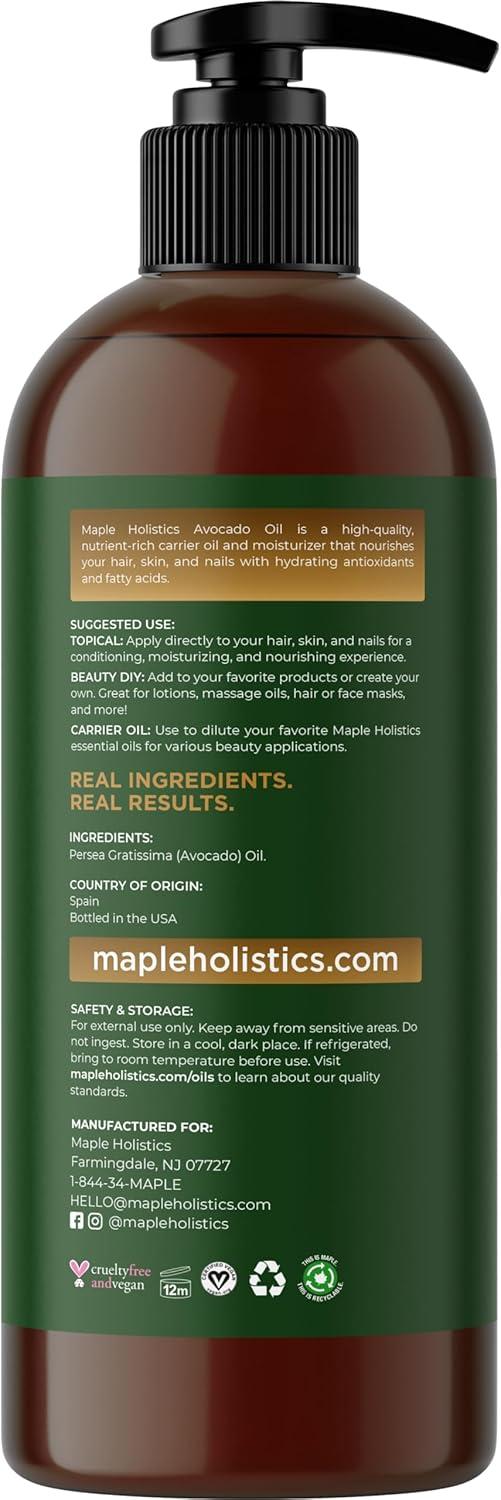 image:imageCold Pressed Sweet Almond Oil Pure Sweet Almond Oil for Skin Care and Moisturizing Body Oil for Men and Women Carrier Oil for Essential Oils Mixing for Hair Skin and Nails DIY Beauty Products 16ozAvocado