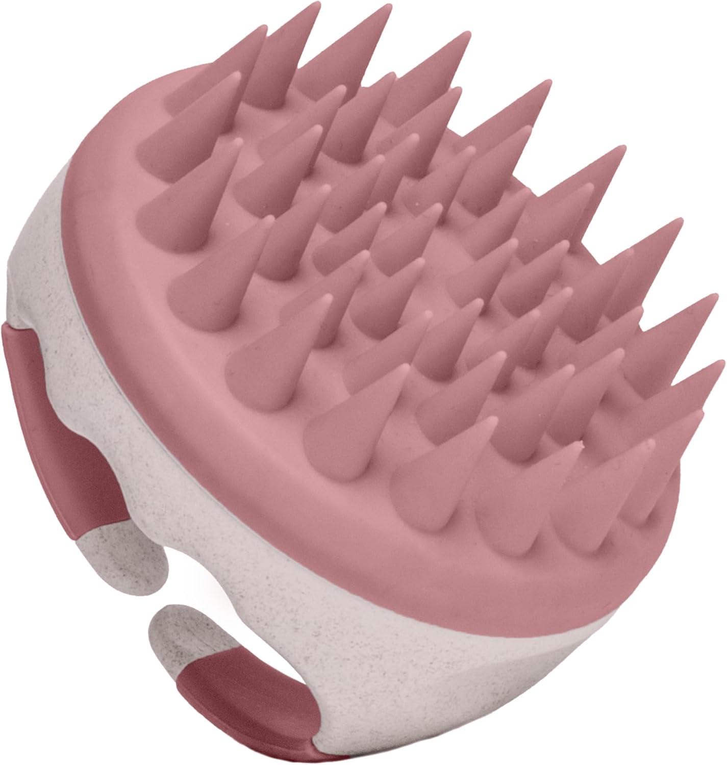 image:imageHair Shampoo Brush and Scalp Exfoliator Soft Silicone Scalp Massager Hair Growth Stimulator for Wet or Dry Hair In Shower Scalp Scrubber for Dandruff Removal Made with Recycled Wheat Straw BluePink