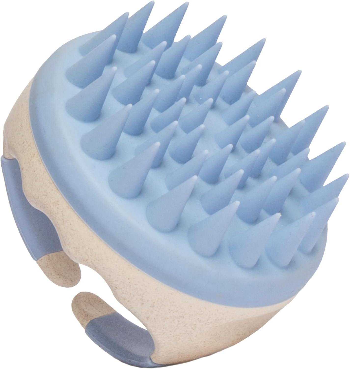 image:imageHair Shampoo Brush and Scalp Exfoliator Soft Silicone Scalp Massager Hair Growth Stimulator for Wet or Dry Hair In Shower Scalp Scrubber for Dandruff Removal Made with Recycled Wheat Straw BlueBlue