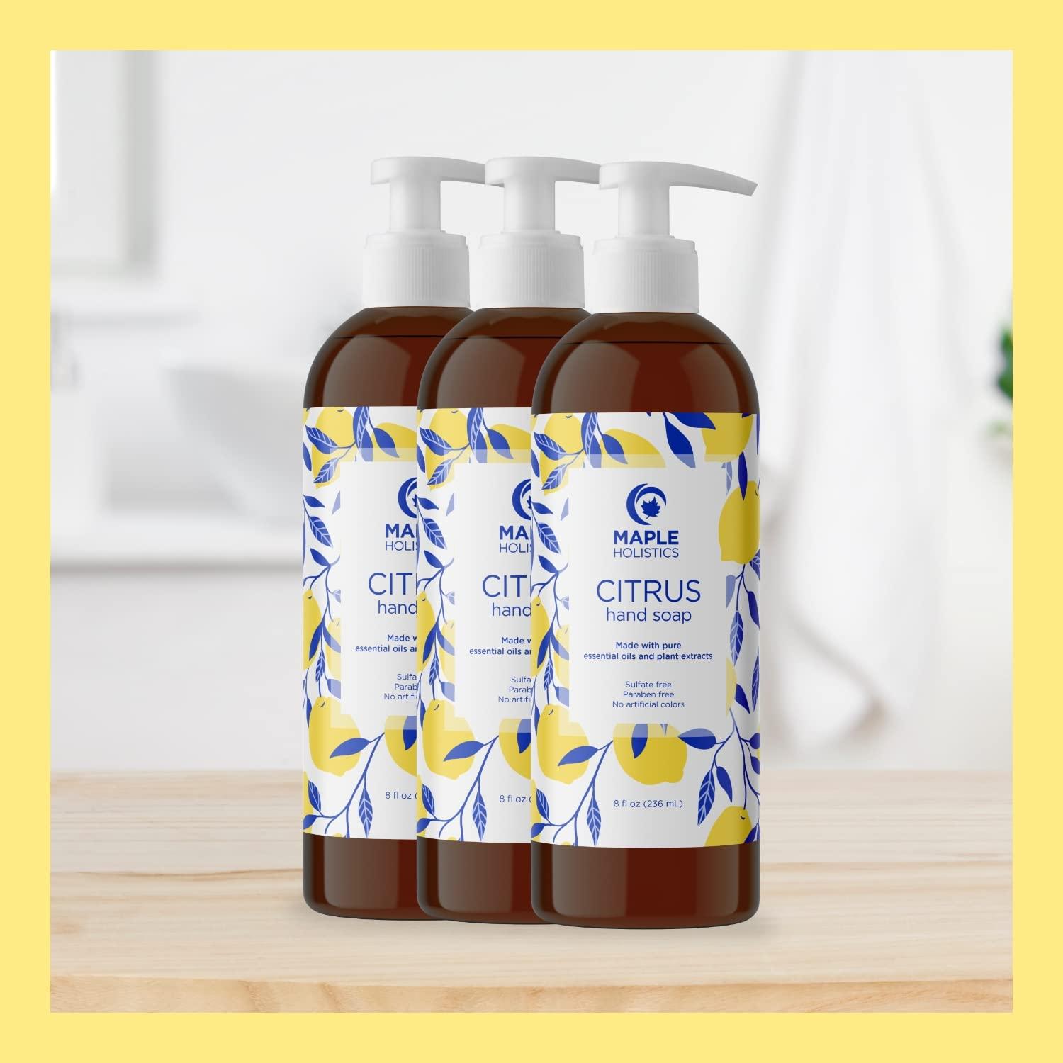 image:imageLemon Verbena Hand Soap Liquid Premium Aromatherapy Lemon hand soap with Tea Tree Oil and Vitamin E for Bathroom and Kitchen Sulfate Free Gentle Cleansing Hand Wash Soap for Kids and Adults 3Pack