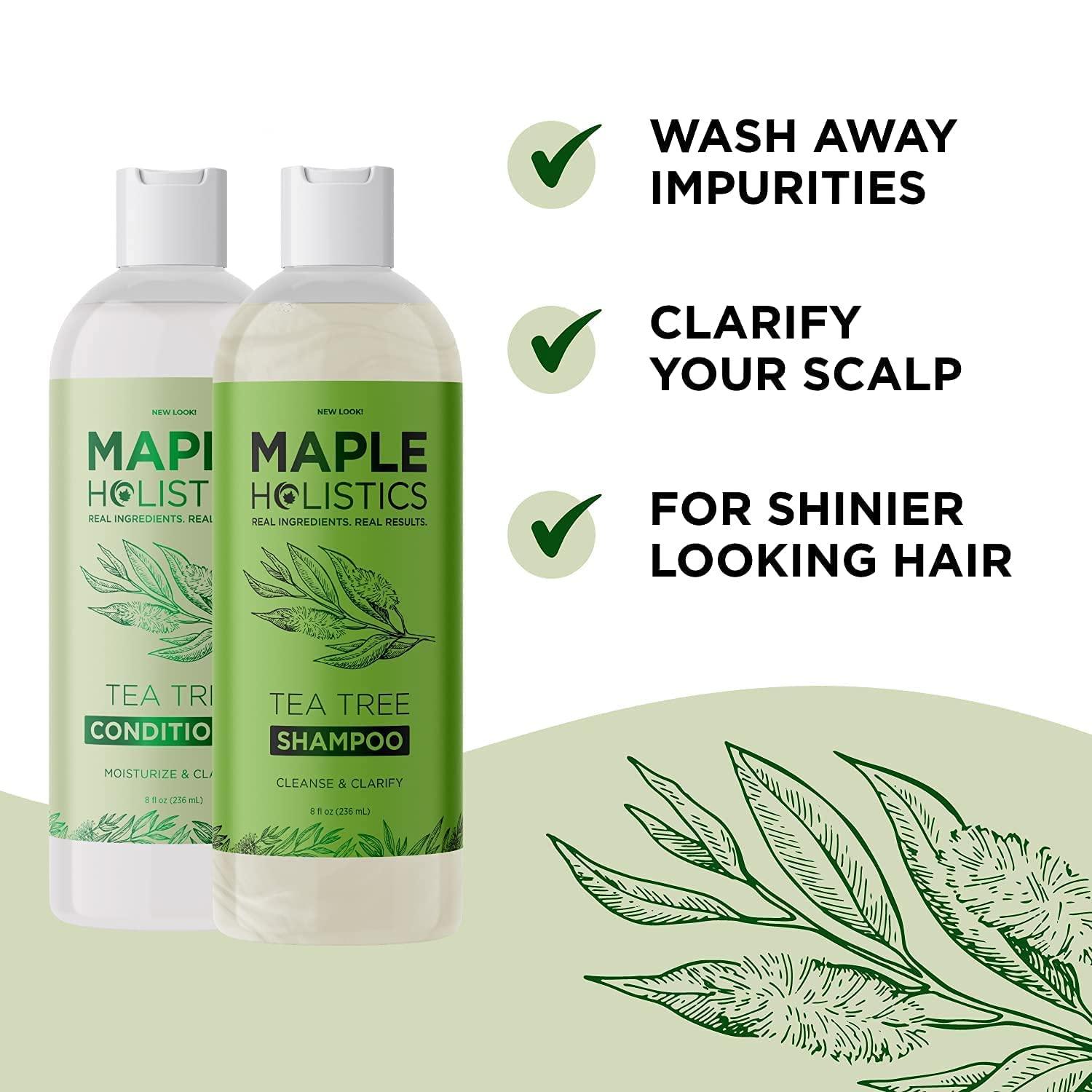 image:imageMaple Holistics Shampoo Conditioner and Body Wash Set Tea Tree Essential Oil for Dry Skin Scalp and Hair Care Moisturizing Sulfate Free Shower Set for Men and Women