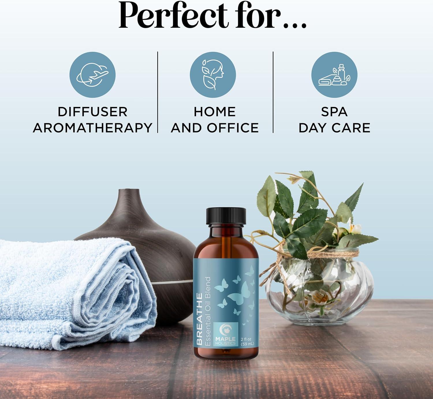 image:imageMint Essential Oil Blend for Diffuser Refreshing Mint Oil Diffuser Essential Oils with Cooling Peppermint Spearmint Bergamot and Eucalyptus Oils Pure Aromatherapy Oils for DiffuserBreathe