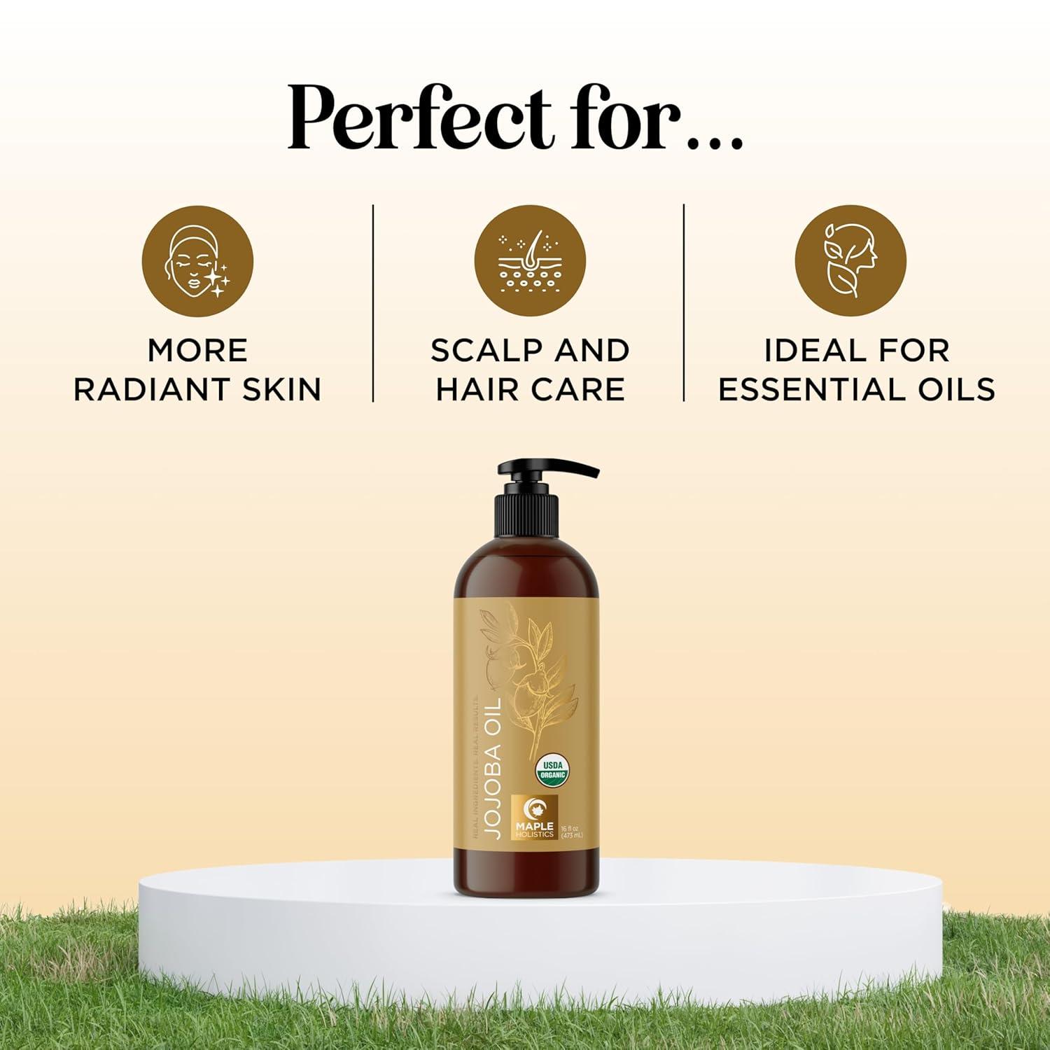 image:imagePumpkin Seed Oil Organic Certified 100 Pure Organic Pumpkin Seed Oil for Hair and Anti Aging Face Oil USDA Organic Hair Oil for Dry Hair and Volume Virgin Cold Pressed amp Unrefined 16ozJojoba