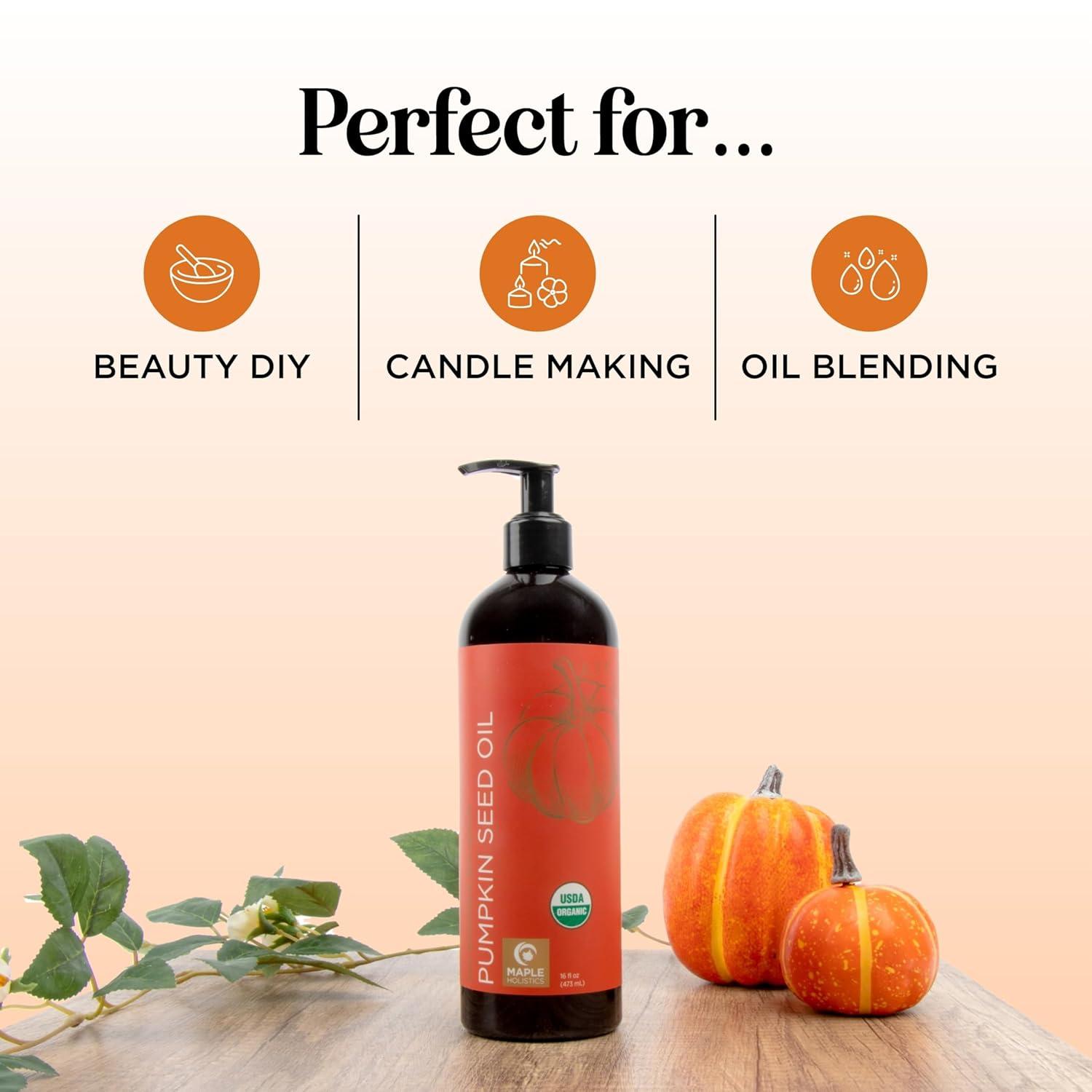 image:imagePumpkin Seed Oil Organic Certified 100 Pure Organic Pumpkin Seed Oil for Hair and Anti Aging Face Oil USDA Organic Hair Oil for Dry Hair and Volume Virgin Cold Pressed amp Unrefined 16ozPumpkin