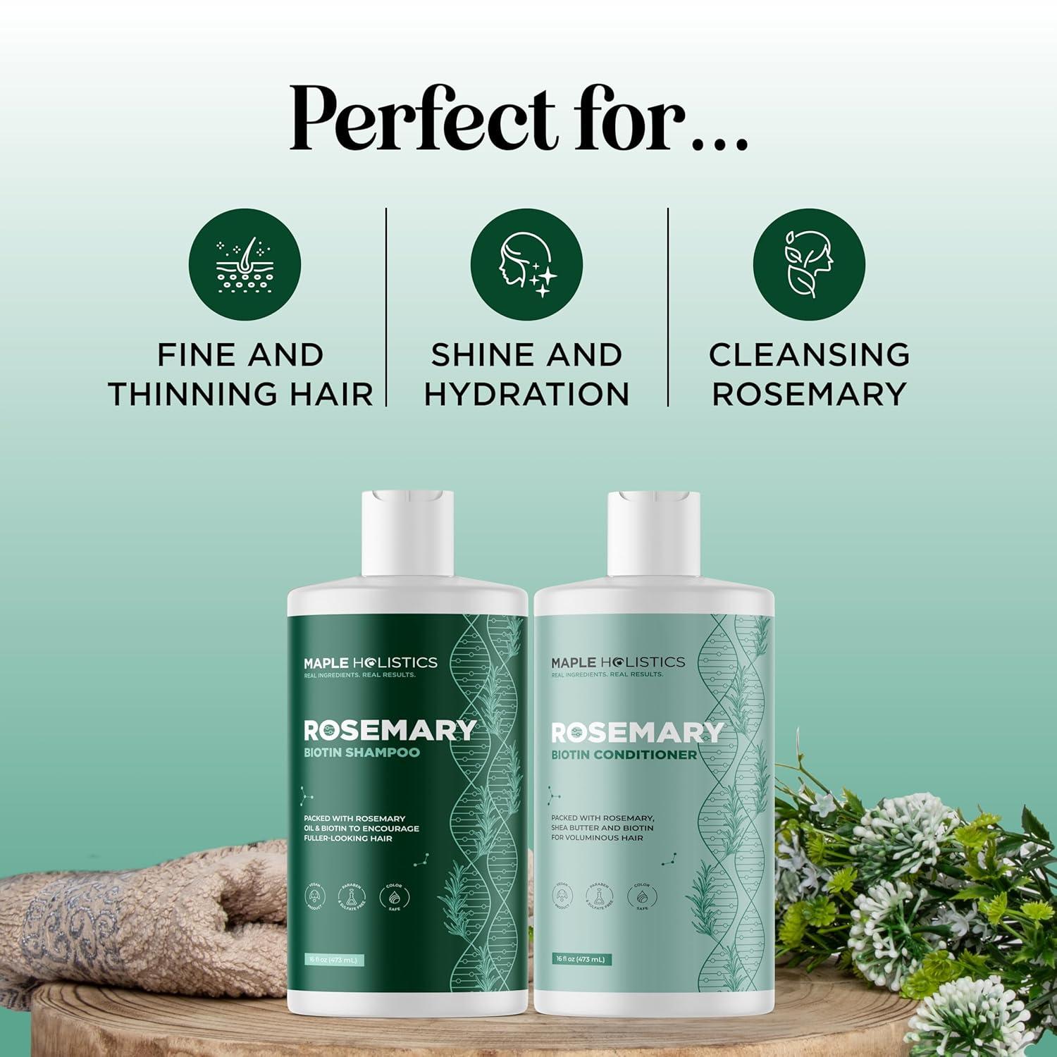 image:imageRosemary Biotin Shampoo and Conditioner Set Volumizing Shampoo and Conditioner for Thinning Hair for Women amp Men with Nourishing B Vitamins Color Safe Sulfate Paraben amp Silicone Free 8 Fl OzRosemary