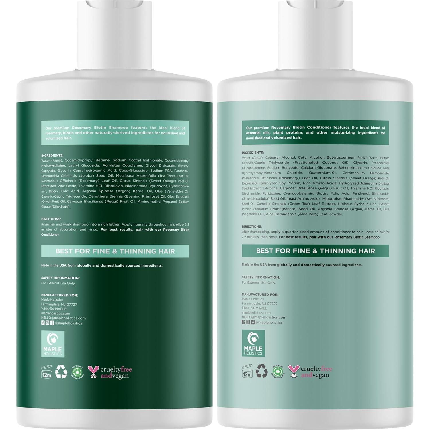 image:imageRosemary Biotin Shampoo and Conditioner Set Volumizing Shampoo and Conditioner for Thinning Hair for Women amp Men with Nourishing B Vitamins Color Safe Sulfate Paraben amp Silicone Free 8 Fl OzRosemary
