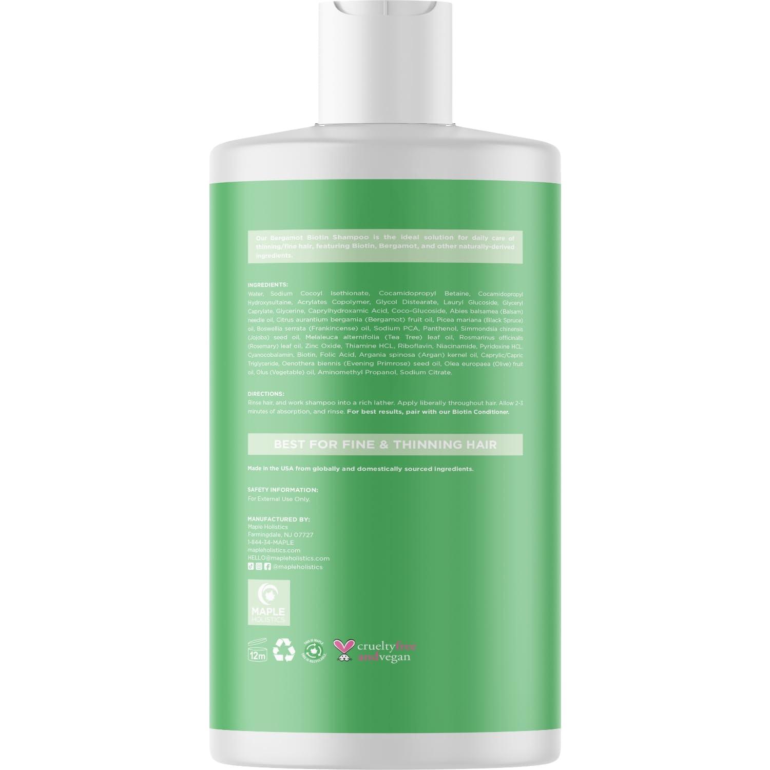 image:imageRosemary and Biotin Shampoo for Thinning Hair Vegan Volumizing Shampoo for Fine Hair with B Vitamins Argan Oil amp Tea Tree Essential Oil Paraben Silicone and Sulfate Free Vegan Formula 2 PackBergamot Forest