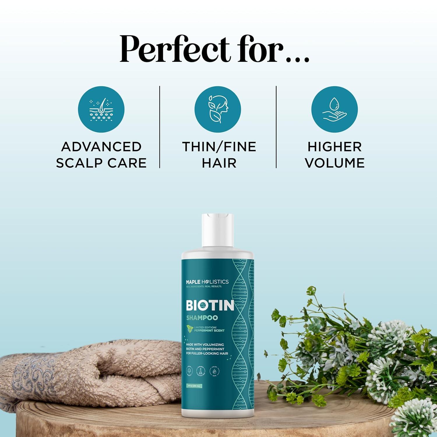 image:imageRosemary and Biotin Shampoo for Thinning Hair Vegan Volumizing Shampoo for Fine Hair with B Vitamins Argan Oil amp Tea Tree Essential Oil Paraben Silicone and Sulfate Free Vegan Formula 2 PackMint