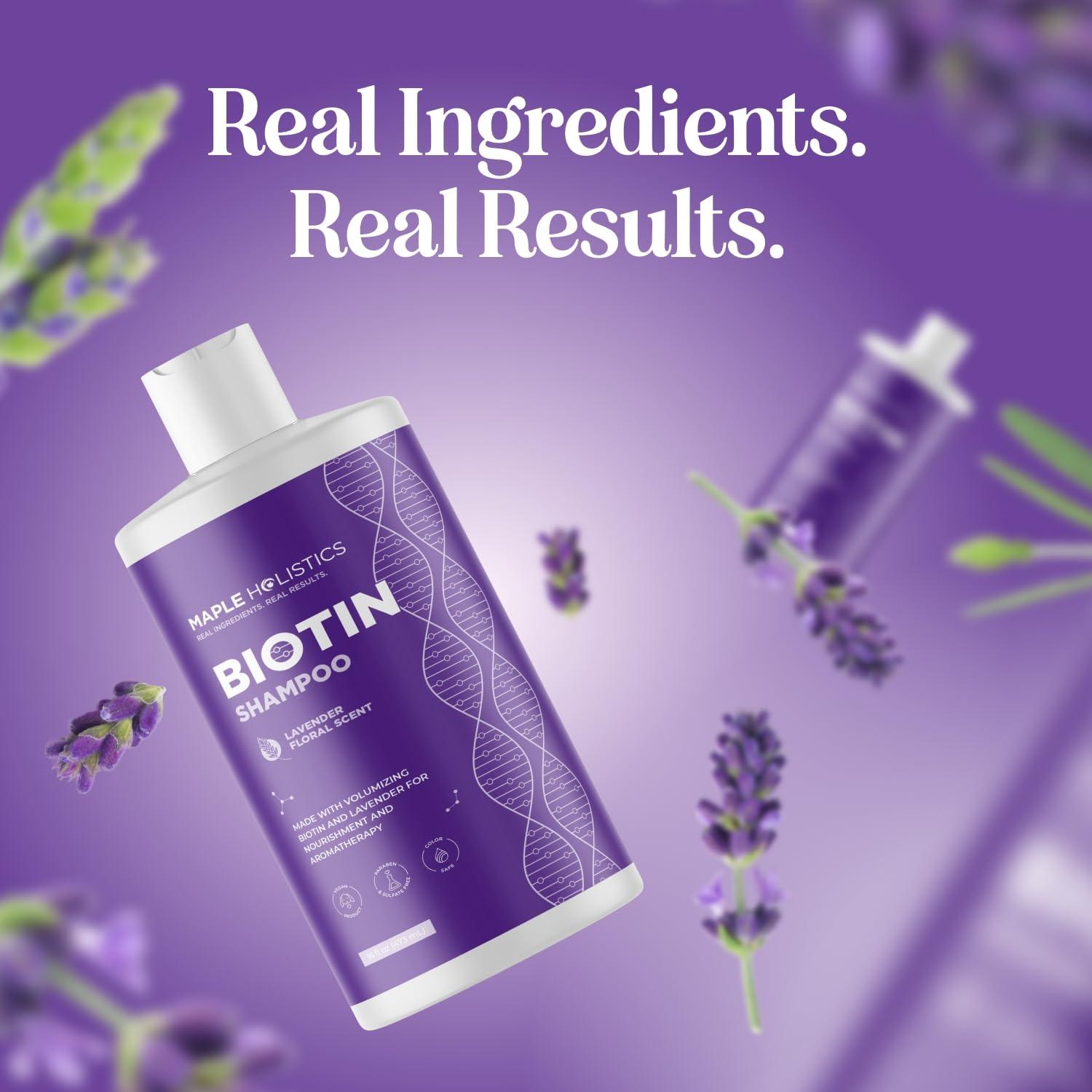 image:imageRosemary and Biotin Shampoo for Thinning Hair Vegan Volumizing Shampoo for Fine Hair with B Vitamins Argan Oil amp Tea Tree Essential Oil Paraben Silicone and Sulfate Free Vegan Formula 2 PackLavender Floral