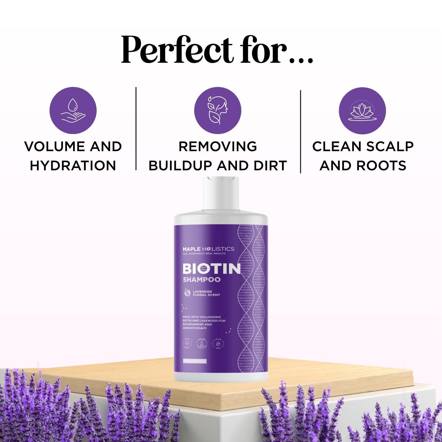 image:imageRosemary and Biotin Shampoo for Thinning Hair Vegan Volumizing Shampoo for Fine Hair with B Vitamins Argan Oil amp Tea Tree Essential Oil Paraben Silicone and Sulfate Free Vegan Formula 2 PackLavender Floral
