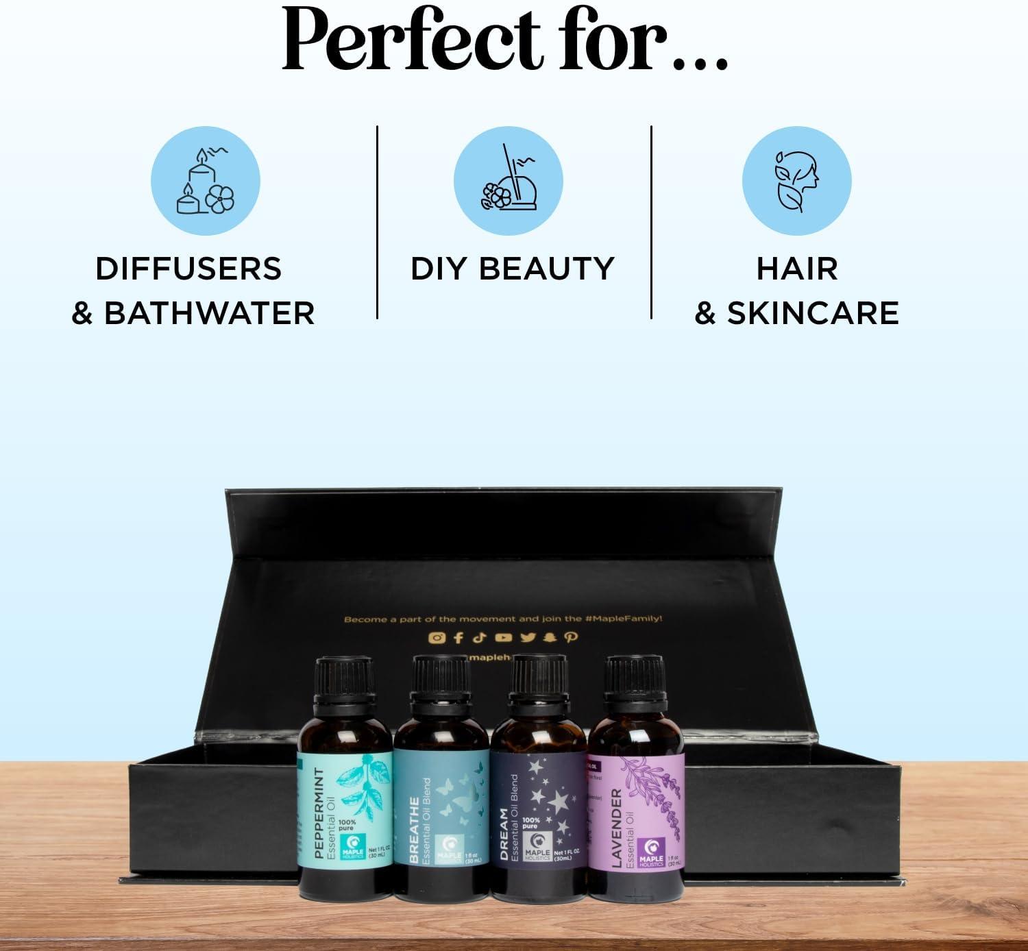 image:imageSleep Essential Oils for Diffuser Premium Aromatherapy Essential Oil Gift Set with 4 Calming Essential Oils for Diffuser Candles Baths DIYs amp More Relaxing Essential Oils Set 4 Pack 1oz EachAromatherapy set
