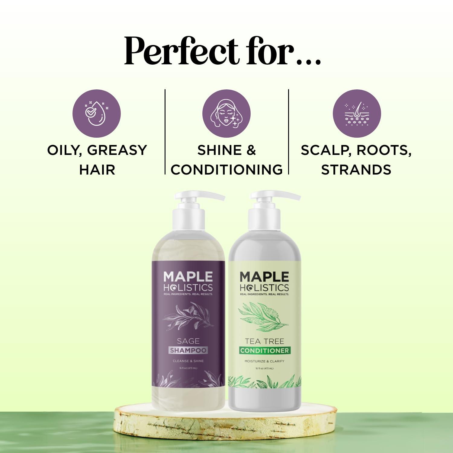 image:imageSulfate Free Shampoo and Conditioner Set Tea Tree Sage and Rosemary Shampoo and Conditioner for Dry Flaky Scalp Care Deep Cleansing Color Safe Shampoo and Conditioner for Damaged Dry Hair CareTea Tree Sage