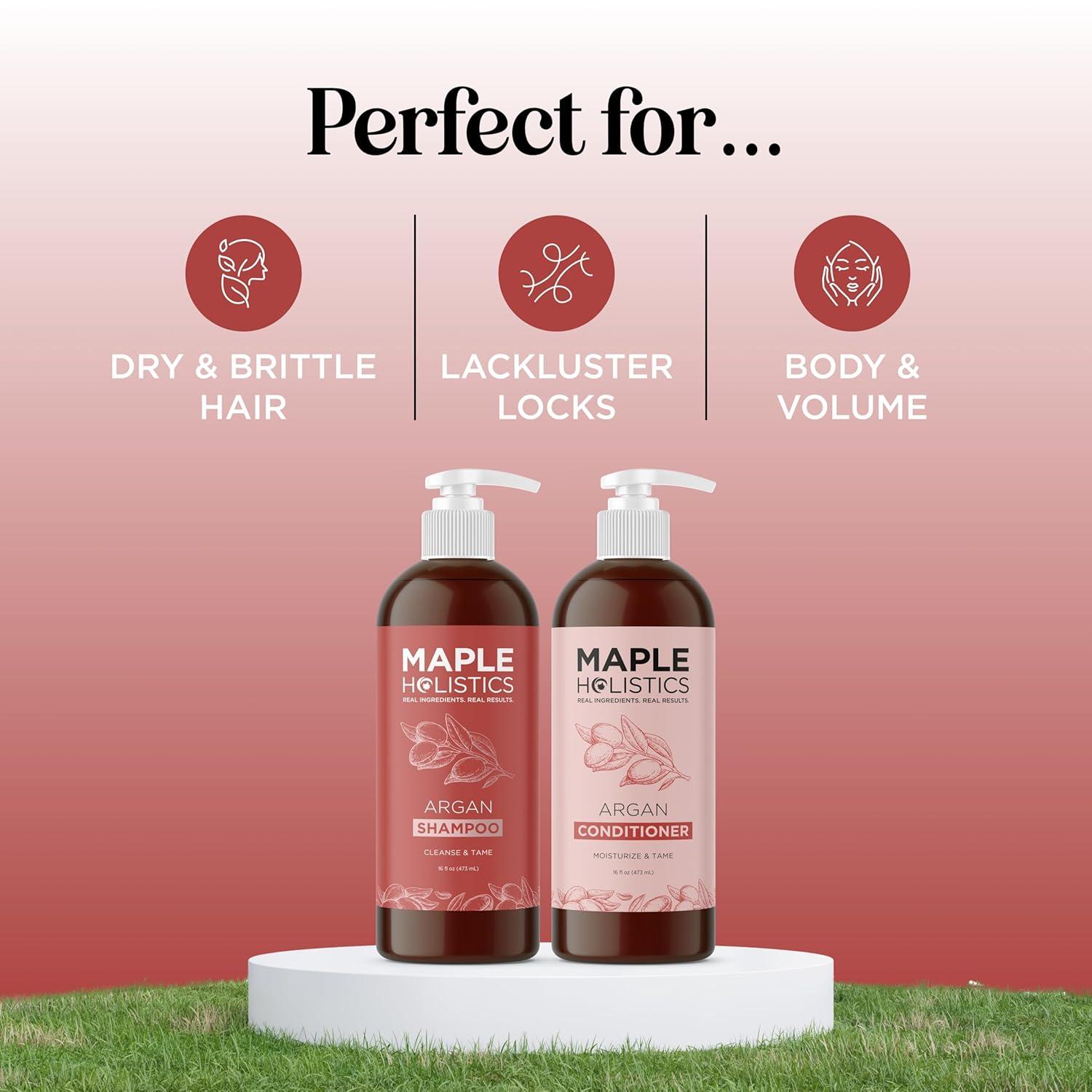image:imageSulfate Free Shampoo and Conditioner Set Tea Tree Sage and Rosemary Shampoo and Conditioner for Dry Flaky Scalp Care Deep Cleansing Color Safe Shampoo and Conditioner for Damaged Dry Hair CareArgan