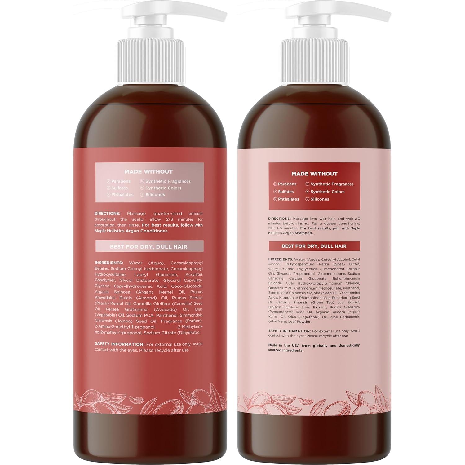image:imageSulfate Free Shampoo and Conditioner Set Tea Tree Sage and Rosemary Shampoo and Conditioner for Dry Flaky Scalp Care Deep Cleansing Color Safe Shampoo and Conditioner for Damaged Dry Hair CareArgan
