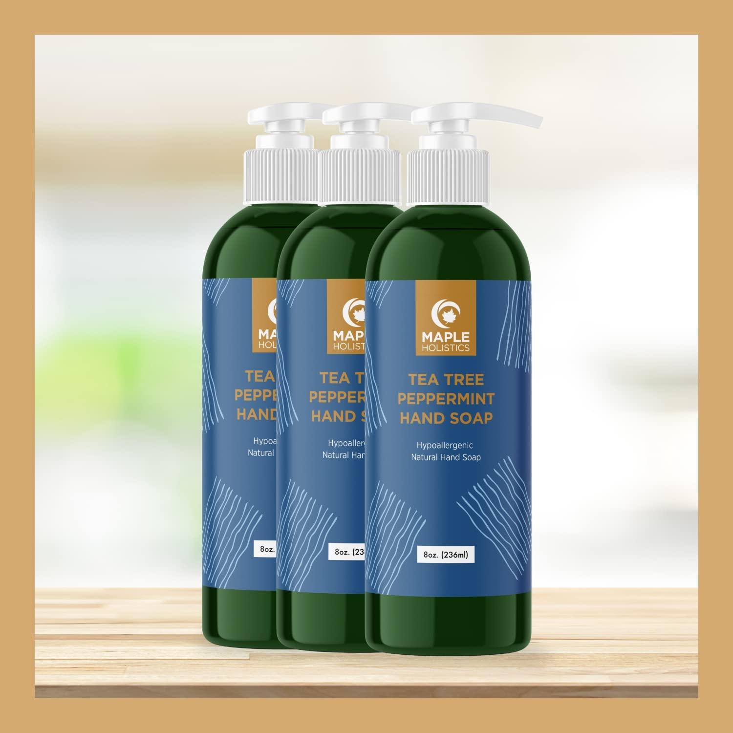 image:imageSulfate Free Tea Tree Soap Premium Aromatherapy Tea Tree Oil Soap with Peppermint and Rosemary Oil Ideal for Bathroom and Kitchen Paraben Free Liquid Hand Soap Moisturizing Formula 3 Pack