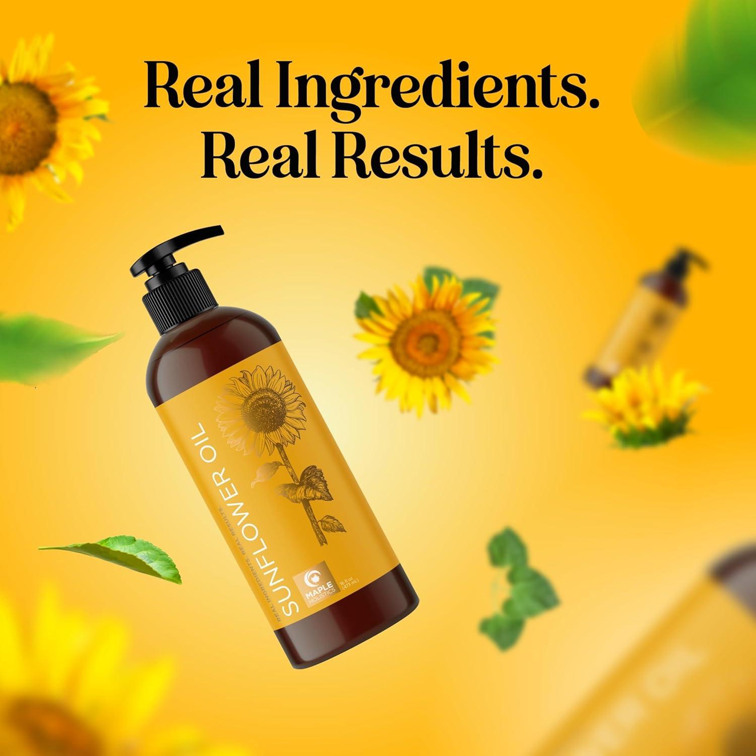 image:imageSunflower Oil for Hair Skin and Nails Aromatherapy Carrier Oil for Essential Oils Mixing and Hair Oil Body Oil Cleanser for Face Anti Aging Skin Care and Moisturizing Body Oil for Dry Skin 16oz