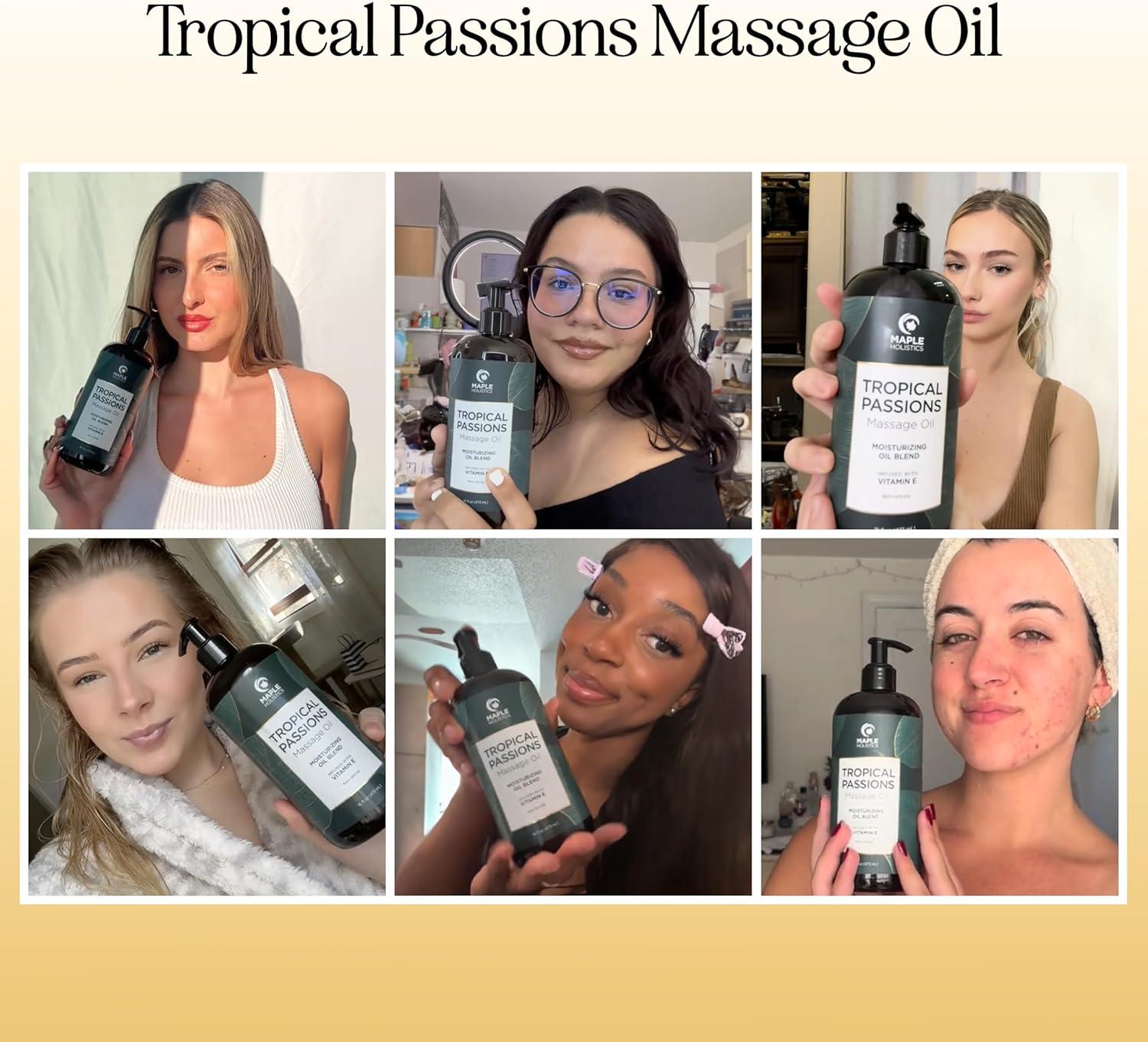 image:imageTropical Sensual Massage Oil for Couples Complete Relaxation Full Body Massage Oil for Date Night with Smooth Gliding Coconut and Sweet Almond Oil with Mango Scent Non GMO Gluten Free and VeganTropical