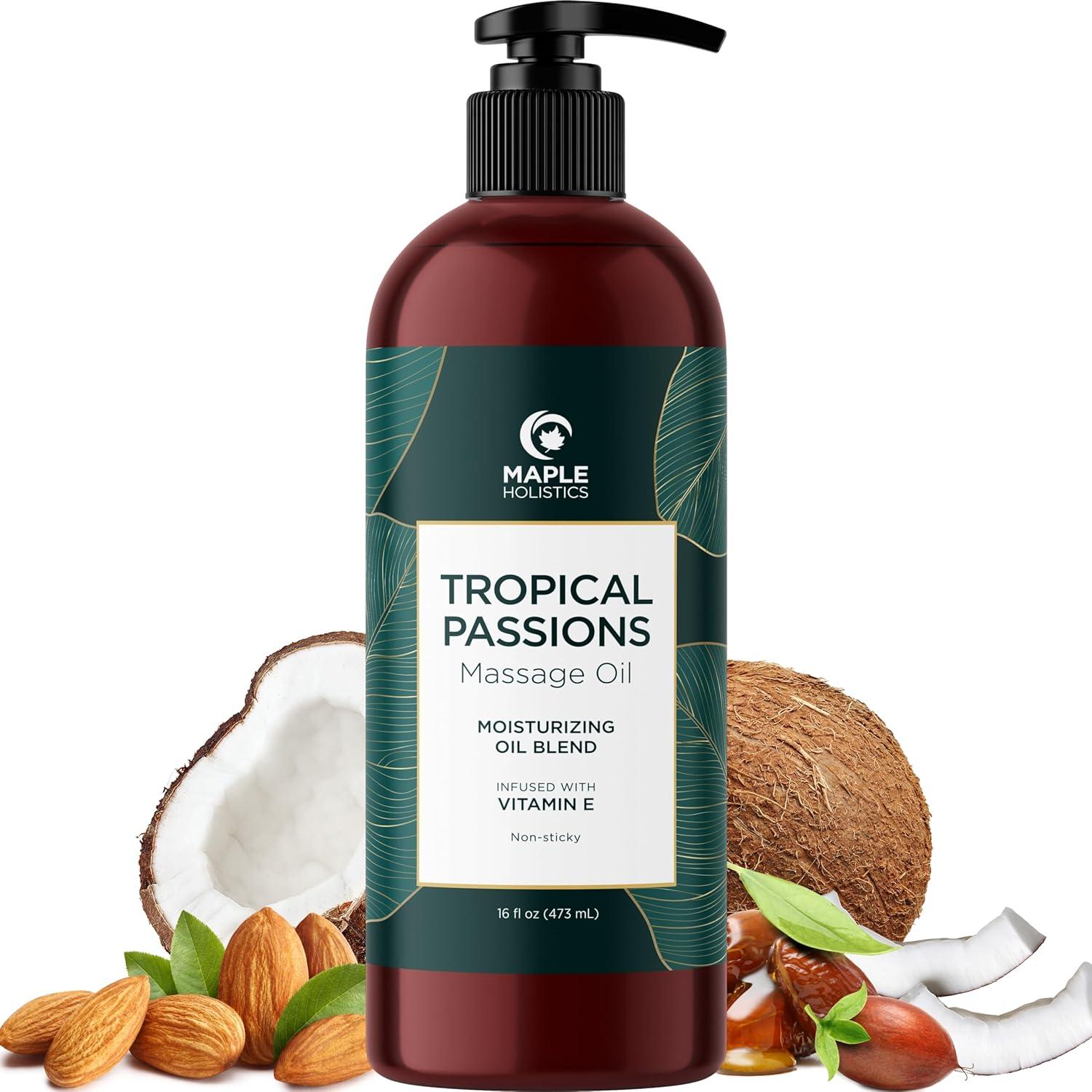 image:imageTropical Sensual Massage Oil for Couples Complete Relaxation Full Body Massage Oil for Date Night with Smooth Gliding Coconut and Sweet Almond Oil with Mango Scent Non GMO Gluten Free and VeganTropical