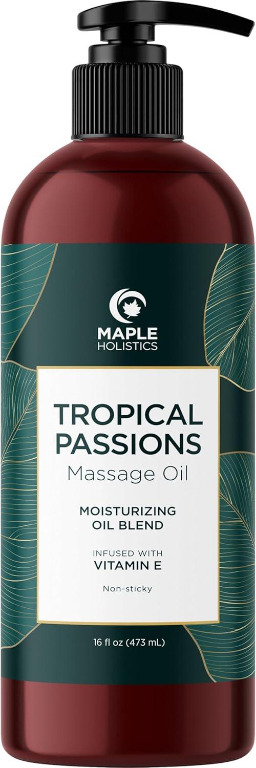 image:imageTropical Sensual Massage Oil for Couples Complete Relaxation Full Body Massage Oil for Date Night with Smooth Gliding Coconut and Sweet Almond Oil with Mango Scent Non GMO Gluten Free and VeganTropical