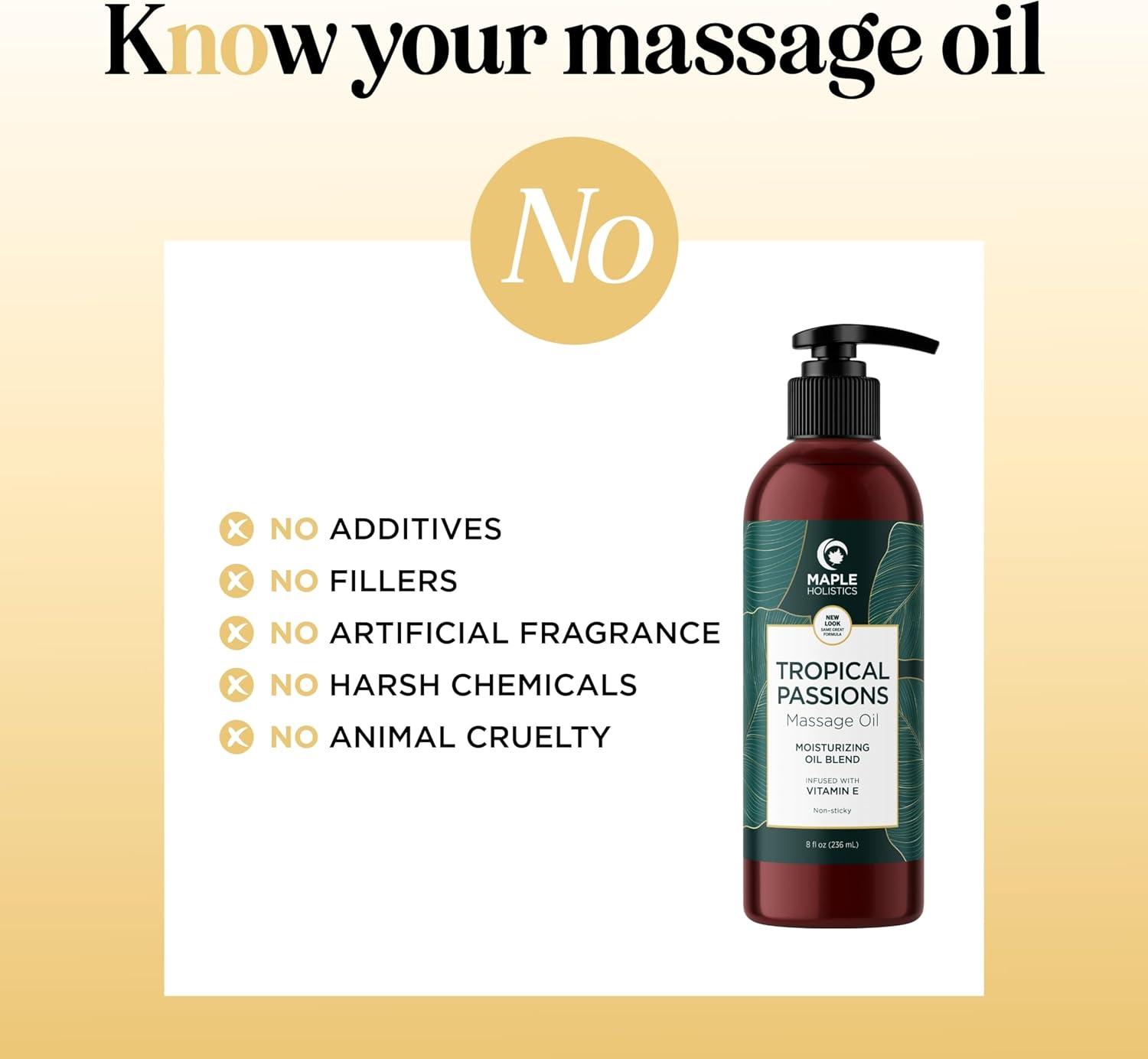 image:imageTropical Sensual Massage Oil for Couples Complete Relaxation Full Body Massage Oil for Date Night with Smooth Gliding Coconut and Sweet Almond Oil with Mango Scent Non GMO Gluten Free and VeganTropical