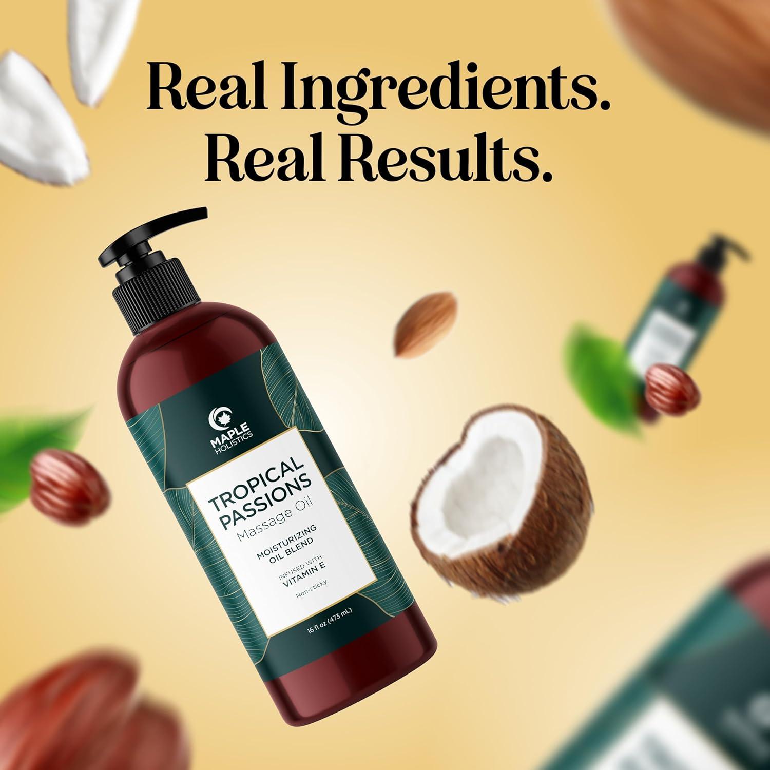 image:imageTropical Sensual Massage Oil for Couples Complete Relaxation Full Body Massage Oil for Date Night with Smooth Gliding Coconut and Sweet Almond Oil with Mango Scent Non GMO Gluten Free and VeganTropical