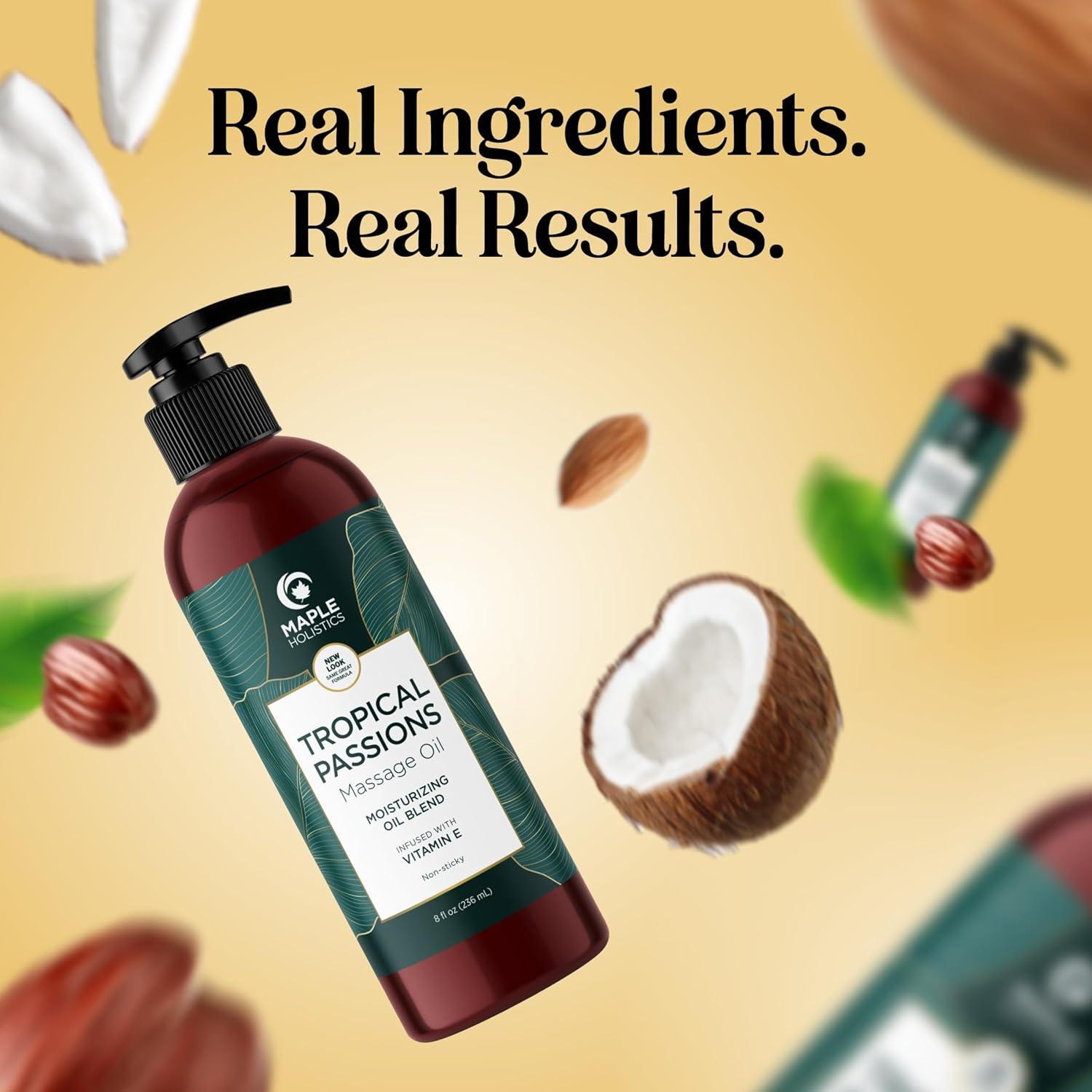 image:imageTropical Sensual Massage Oil for Couples Complete Relaxation Full Body Massage Oil for Date Night with Smooth Gliding Coconut and Sweet Almond Oil with Mango Scent Non GMO Gluten Free and VeganTropical