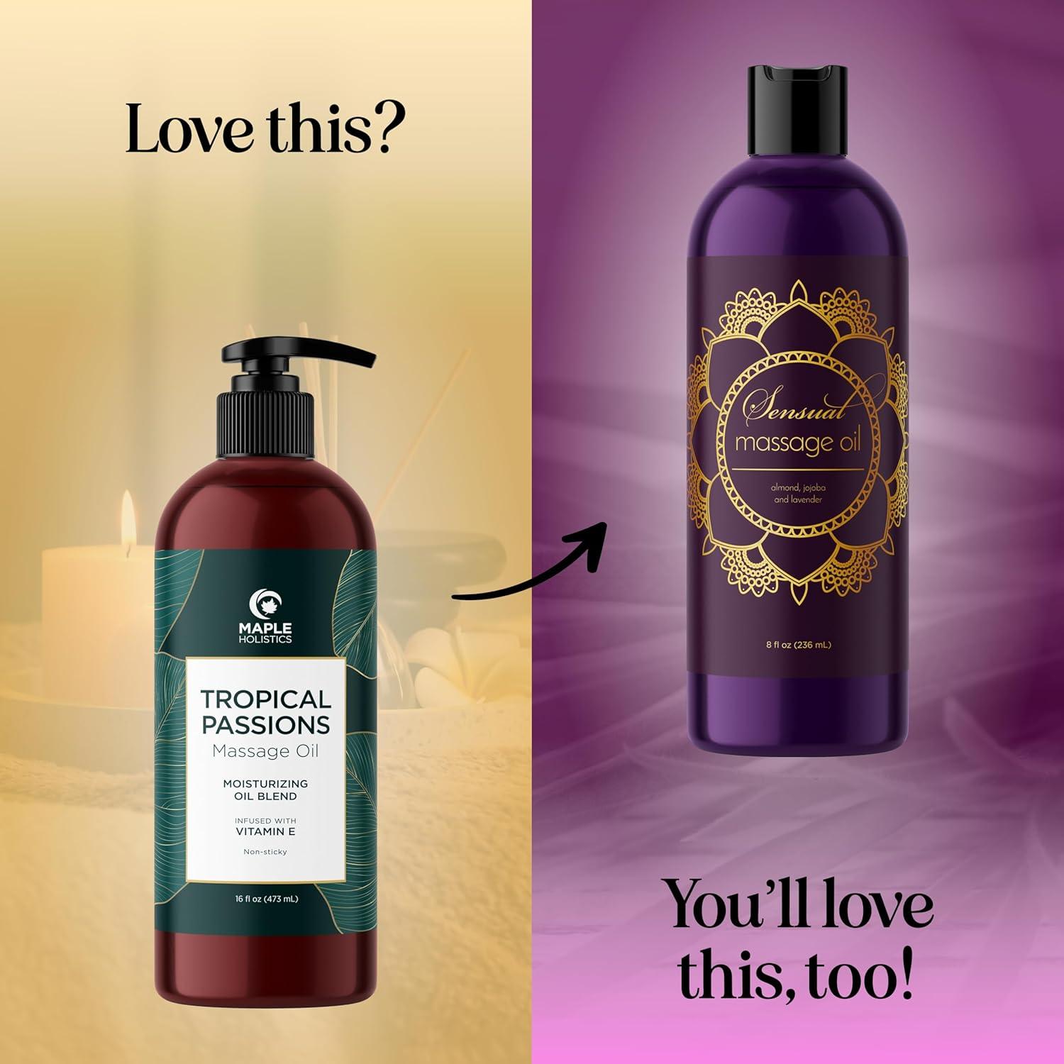 image:imageTropical Sensual Massage Oil for Couples Complete Relaxation Full Body Massage Oil for Date Night with Smooth Gliding Coconut and Sweet Almond Oil with Mango Scent Non GMO Gluten Free and VeganTropical