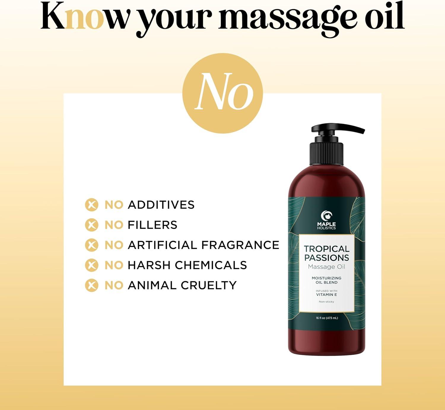 image:imageTropical Sensual Massage Oil for Couples Complete Relaxation Full Body Massage Oil for Date Night with Smooth Gliding Coconut and Sweet Almond Oil with Mango Scent Non GMO Gluten Free and VeganTropical
