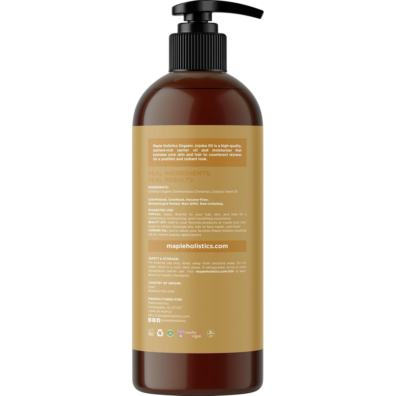 image:imageUSDA Organic Sweet Almond Oil Pure Cold Pressed Organic Almond Oil for Skin Hair and Nails Moisturizing Organic Body Oil for Women and Men plus Carrier Oil for Essential Oils Mixing 16ozJojoba