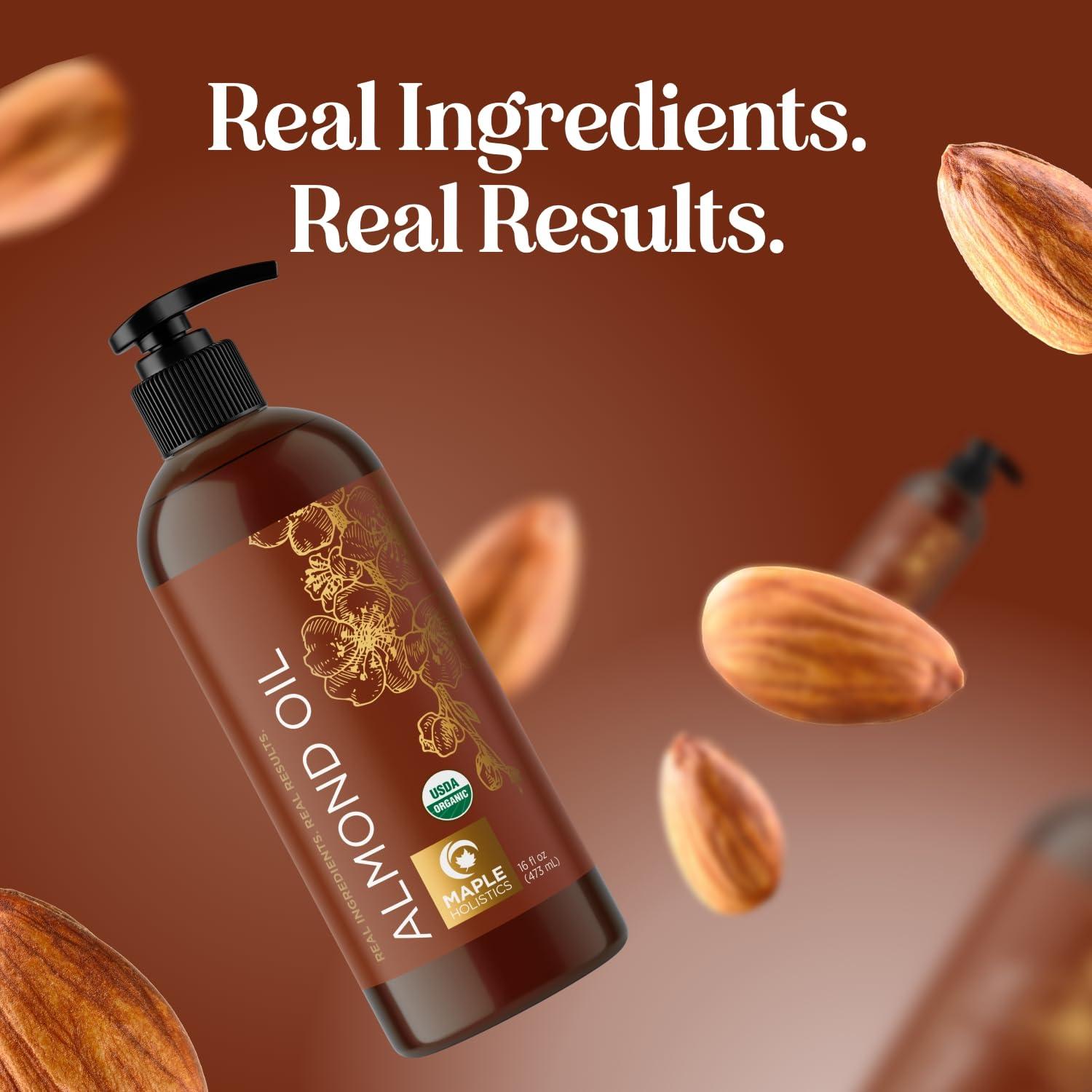 image:imageUSDA Organic Sweet Almond Oil Pure Cold Pressed Organic Almond Oil for Skin Hair and Nails Moisturizing Organic Body Oil for Women and Men plus Carrier Oil for Essential Oils Mixing 16ozAlmond