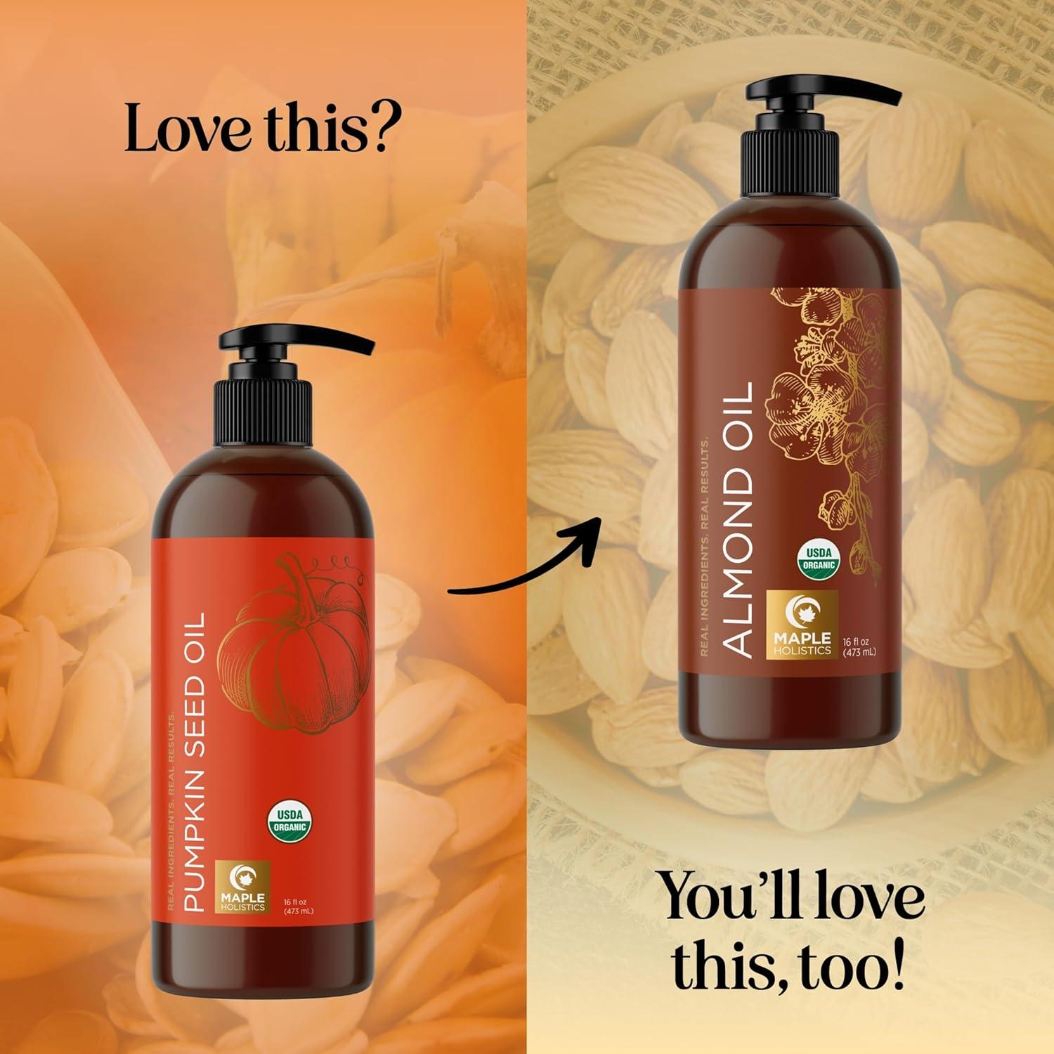 image:imageUSDA Organic Sweet Almond Oil Pure Cold Pressed Organic Almond Oil for Skin Hair and Nails Moisturizing Organic Body Oil for Women and Men plus Carrier Oil for Essential Oils Mixing 16ozPumpkin