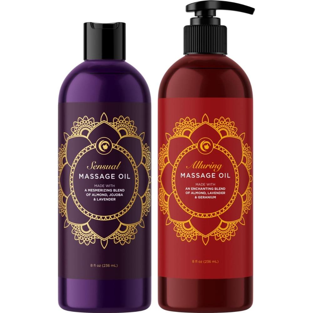 image:imageAlluring Massage Oils for Massage Therapy Maple Holistics Massage Oil Kit with Aromatherapy Lavender Massage Oil Plus Foral Massage Oil for Sensual Aromatherapy Made with Pure Essential Oils