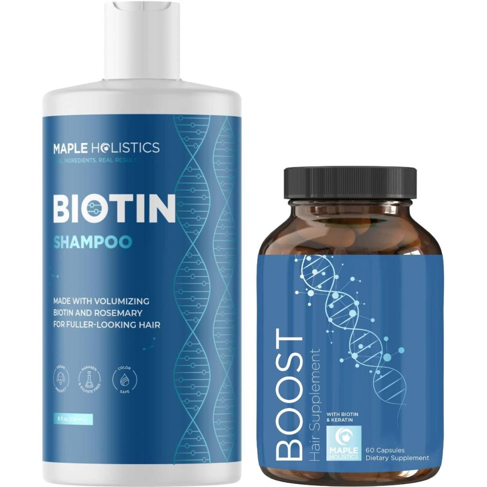 image:imageBiotin Vitamins and Shampoo for Thinning Hair Sulfate Free Volumizing Shampoo for Women and Men with Keratin Rosemary and Tea Tree Essential Oil Biotin Vitamins for Hair Skin and Nail Growth