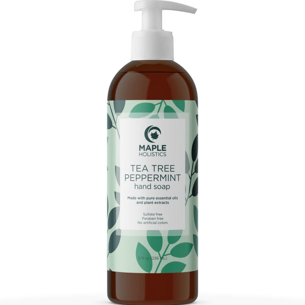 image:imageCleansing and Moisturizing Hand Soap Liquid Sulfate Free Tea Tree Oil Hand Wash Soap and Peppermint Oil Liquid Hand Soap Moisturizing Blend Luxuriously Scented Bathroom and Kitchen Hand Soap
