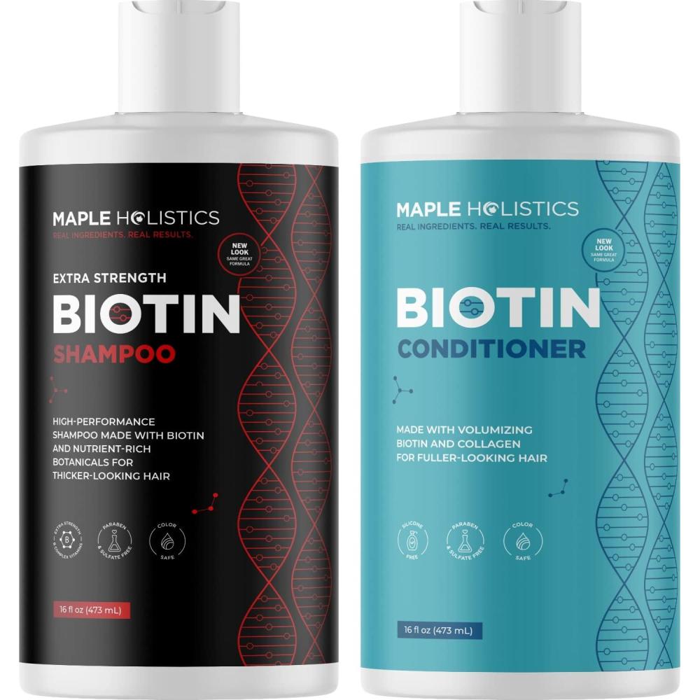 image:imageExtra Strength Biotin Shampoo and Conditioner Volumizing Shampoo and Conditioner Set for Dry Damaged Hair Moisturizing Biotin Collagen Hair Conditioner and Sulfate Free Shampoo for Thinning Hair