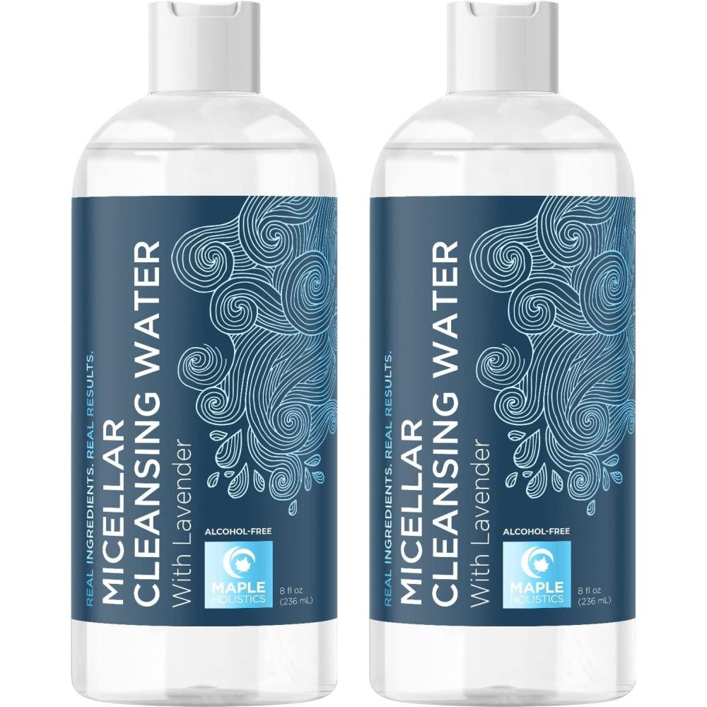 image:imageGentle Micellar Cleansing Water with Lavender Micellar Water Makeup Remover Liquid Lash Cleanser and Pore Cleanser for All Skin Types Alcohol Free Hydrating Toner for Face Care 2 Pack Set