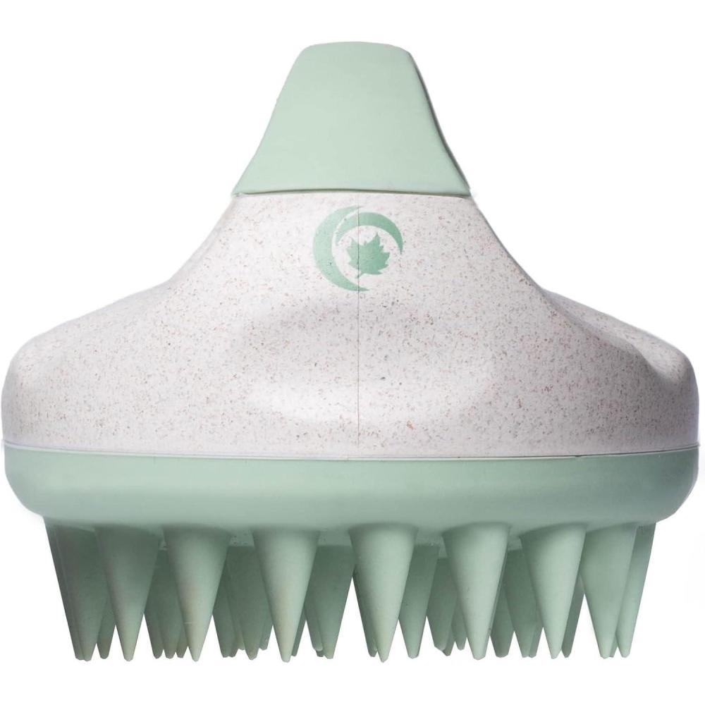 image:imageHair Shampoo Brush and Scalp Exfoliator Soft Silicone Scalp Massager Hair Growth Stimulator for Wet or Dry Hair In Shower Scalp Scrubber for Dandruff Removal Made with Recycled Wheat Straw BlueGreen